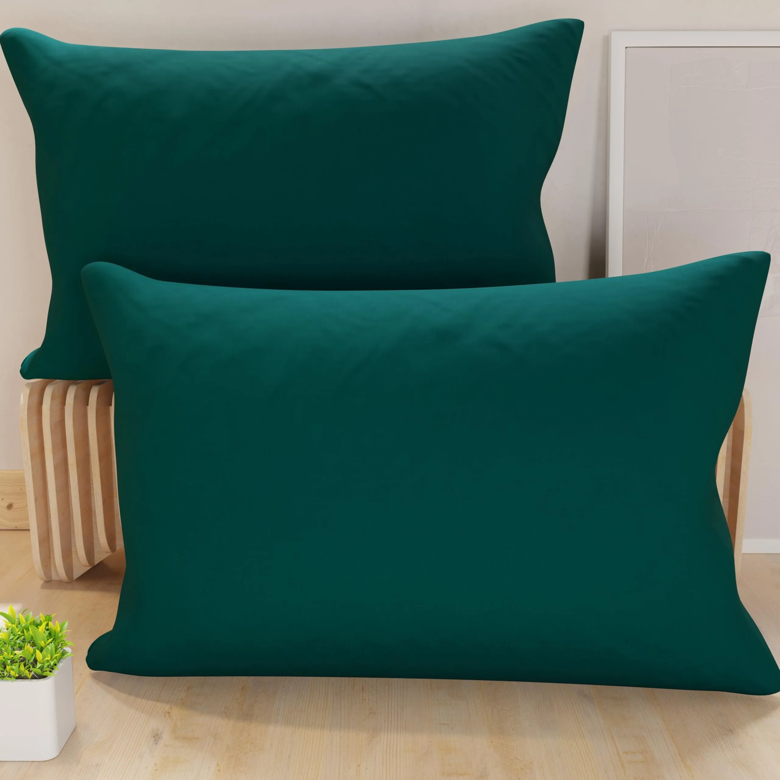 PETTI Artigiani Italiani - Coppia di Federe Cuscino 80x50 cm in Microfibra, Cuscini Arredo Camera da Letto, Divano, Set 2 Fodere Copricuscino, Federa Tinta Unita Ottanio