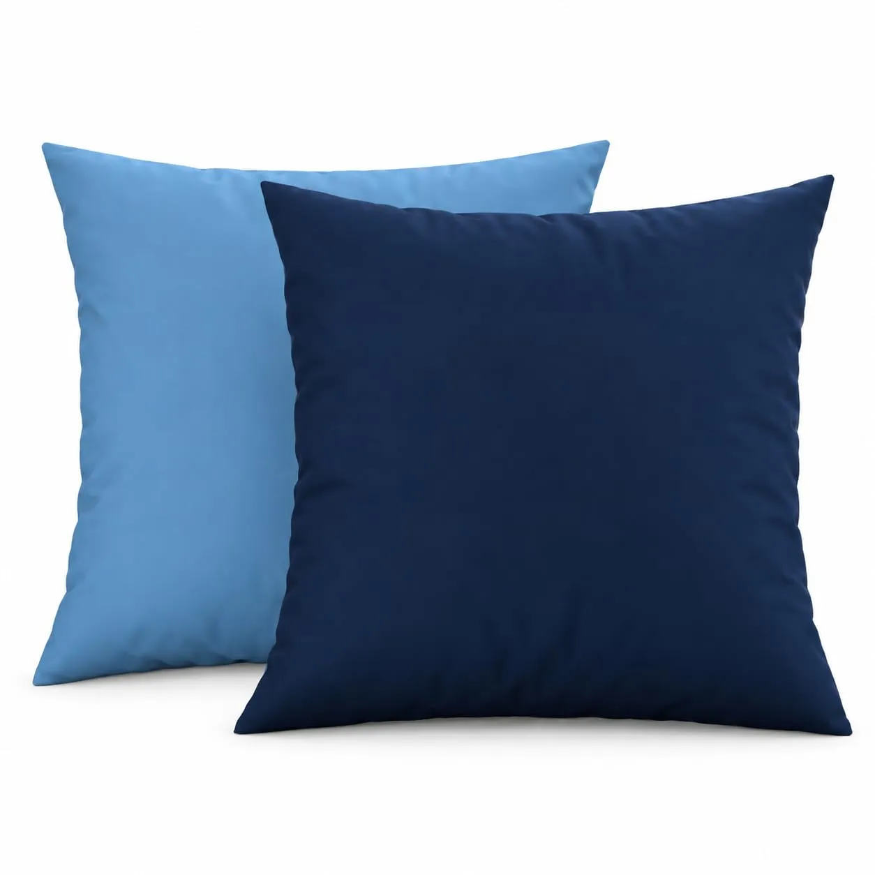 PETTI Artigiani Italiani - Coppia di Federe Cuscino 50x50 cm in Microfibra, Cuscini Arredo Camera da Letto, Divano, Set 2 Fodere Copricuscino, Federa Double Face Azzurro Blu