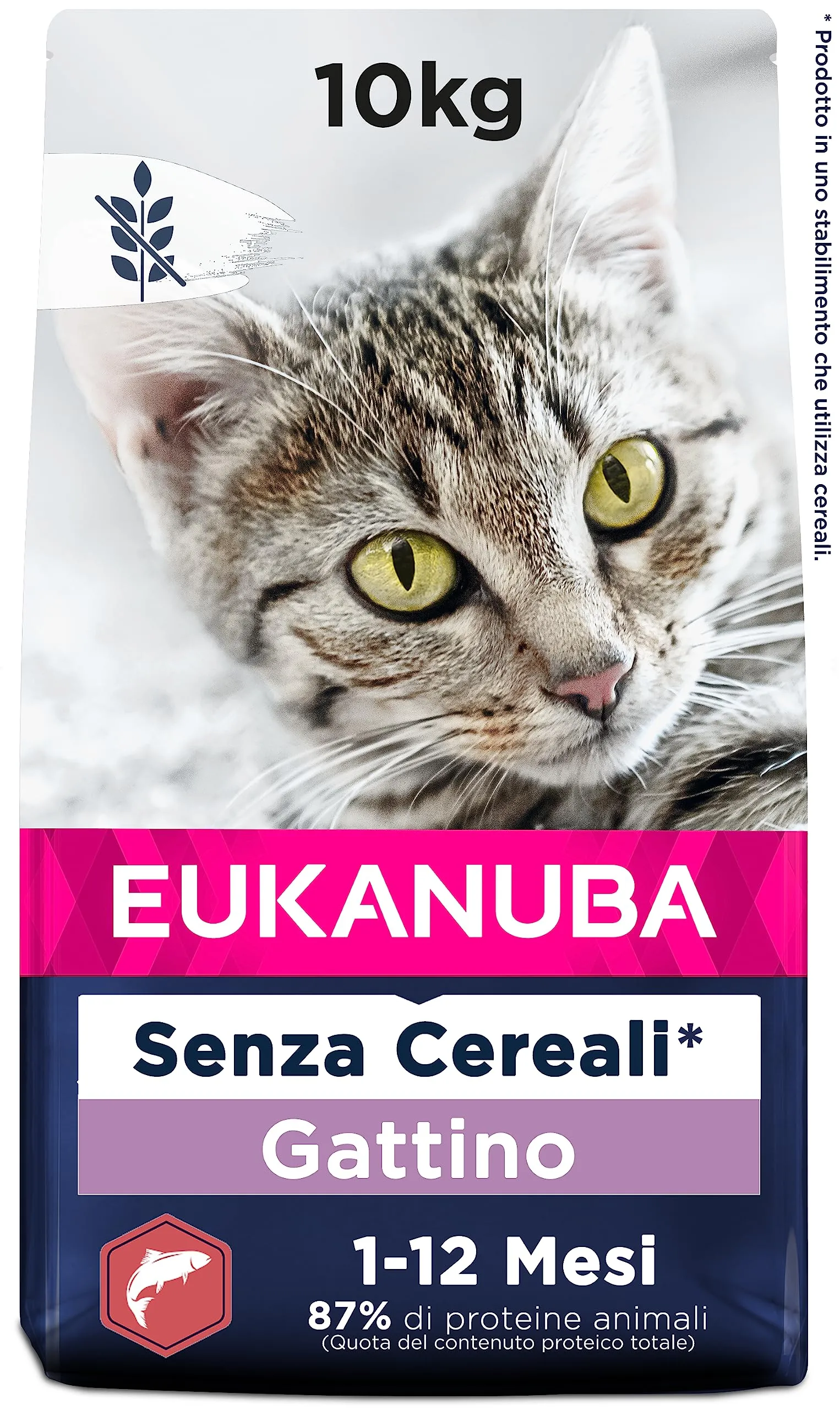 EUKANUBA Grain Free Crocchette gattini con salmone, 10 kg