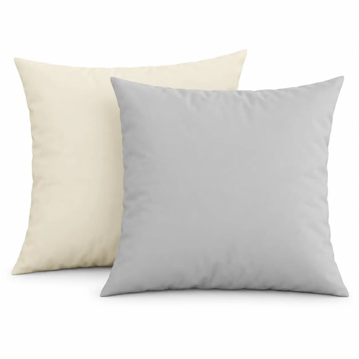 PETTI Artigiani Italiani - Coppia di Federe Cuscino 65x65 cm in Microfibra, Cuscini Arredo Camera da Letto, Divano, Set 2 Fodere Copricuscino, Federa Double Face Panna Grigio Chiaro