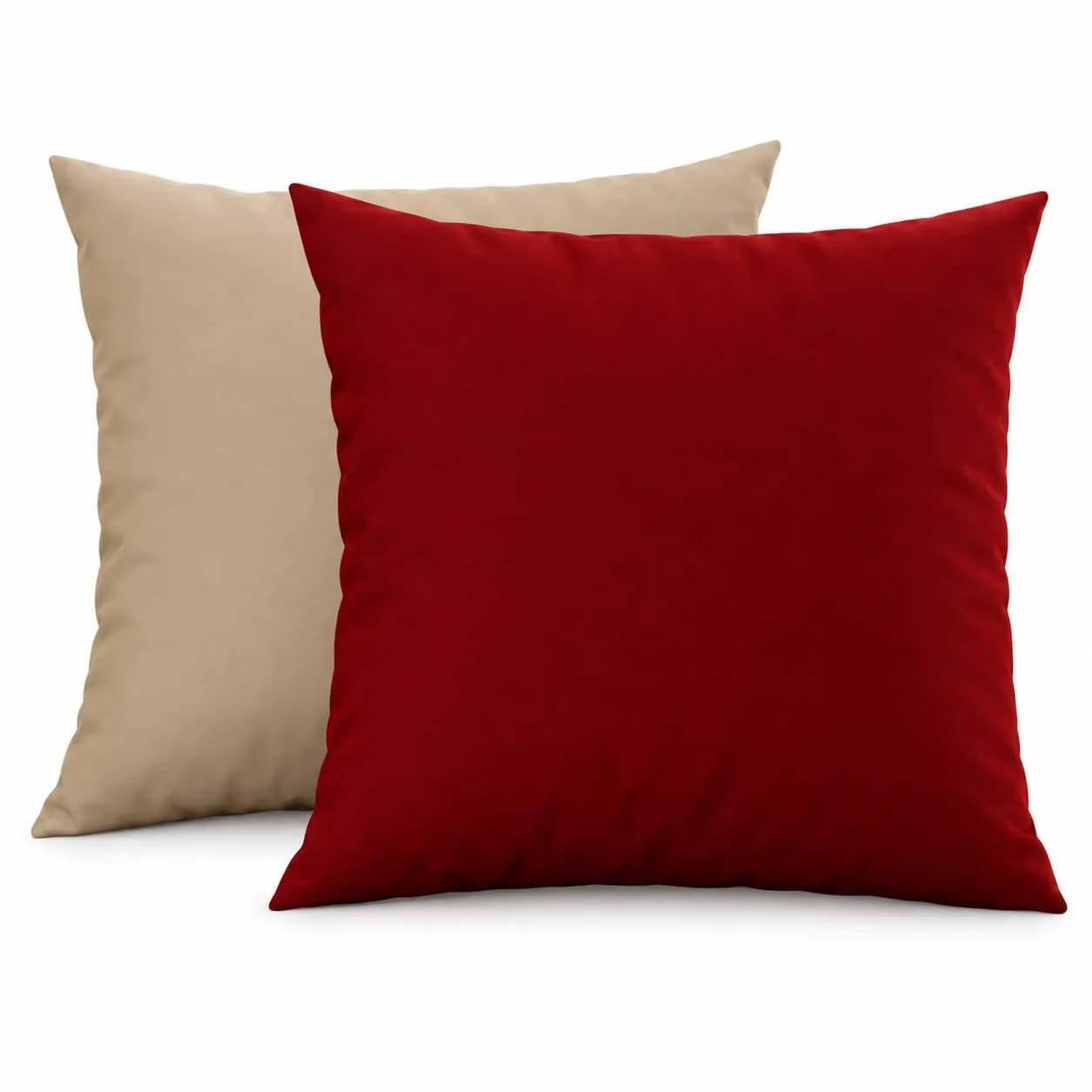 PETTI Artigiani Italiani - Coppia di Federe Cuscino 60x60 cm in Microfibra, Cuscini Arredo Camera da Letto, Divano, Set 2 Fodere Copricuscino, Federa Double Face Bordeaux Tortora