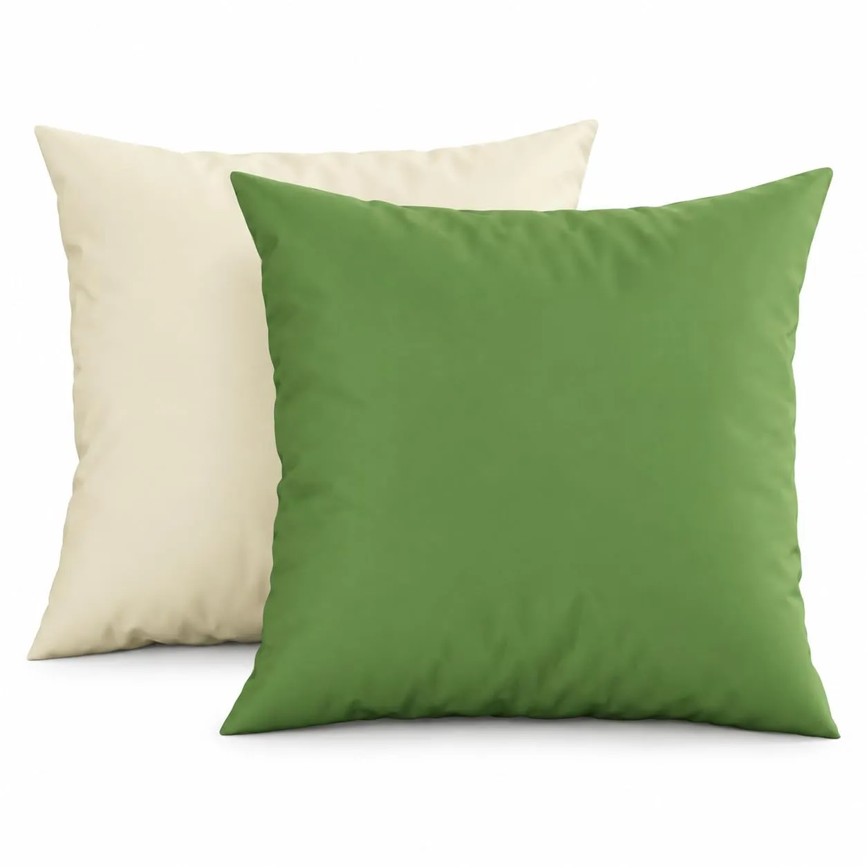 PETTI Artigiani Italiani - Coppia di Federe Cuscino 60x60 cm in Microfibra, Cuscini Arredo Camera da Letto, Divano, Set 2 Fodere Copricuscino, Federa Double Face Verde Oliva Panna