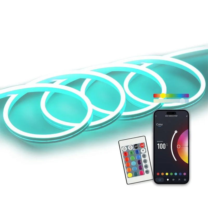 Striscia neon Ksix SmartLED, 4300lm, App compatibile con Alexa, Google Home, Siri, Colori RGB, 5m