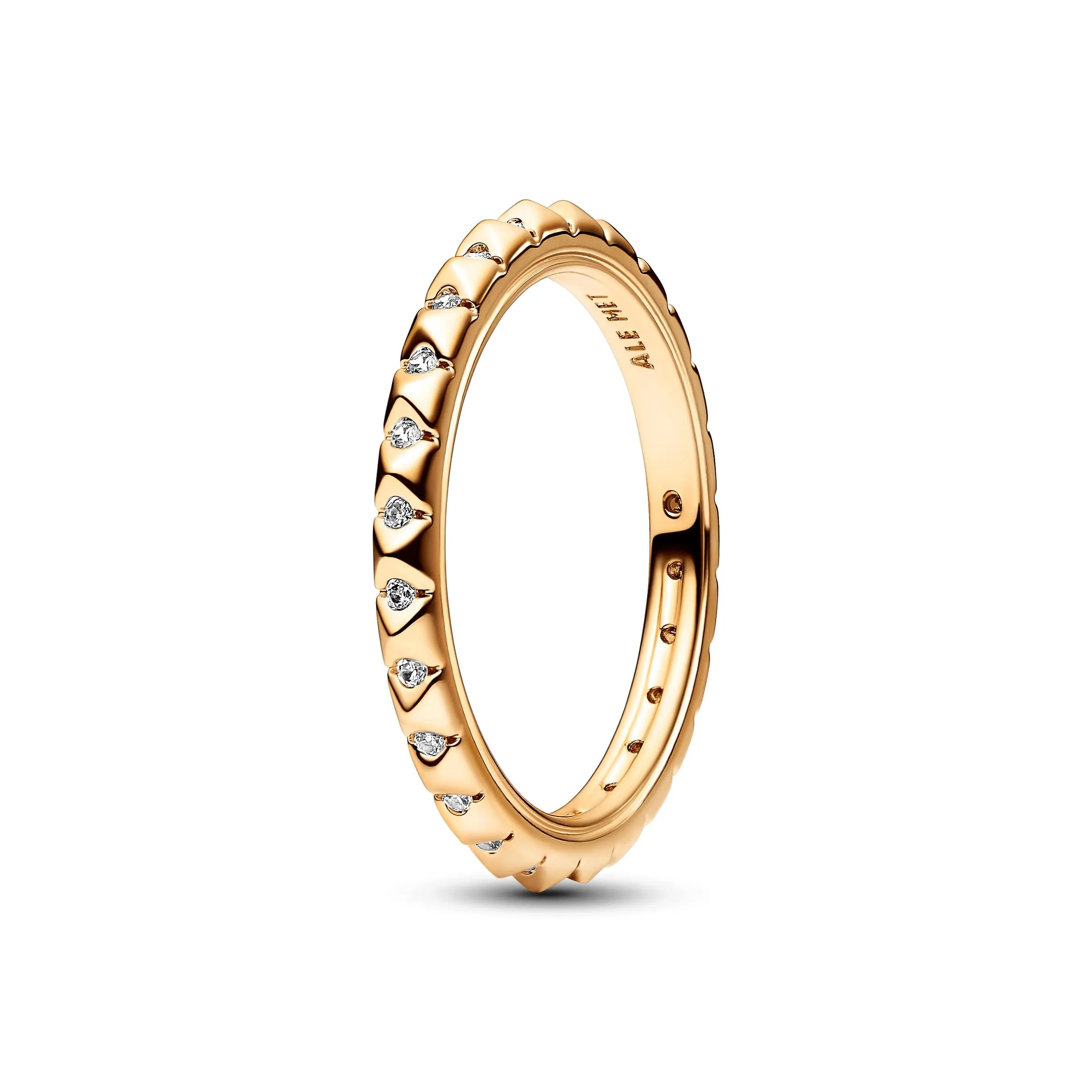PANDORA ME Anello Pyramids placcato in oro 14k con zirconia cubica trasparente, 50