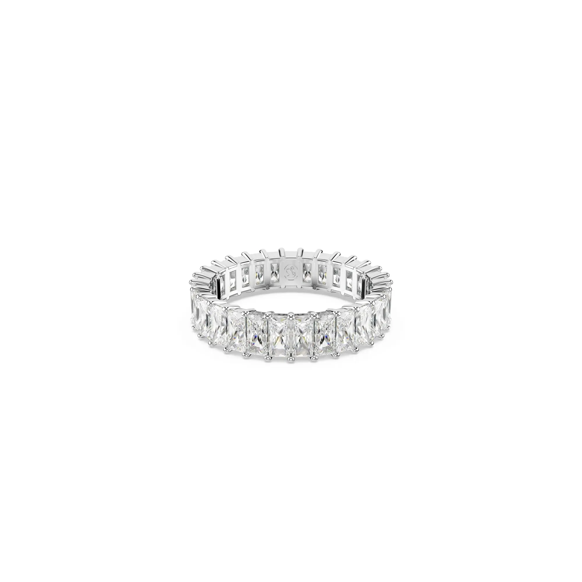 Swarovski Anello Matrix, Taglio baguette, Bianco, Placcato rodio