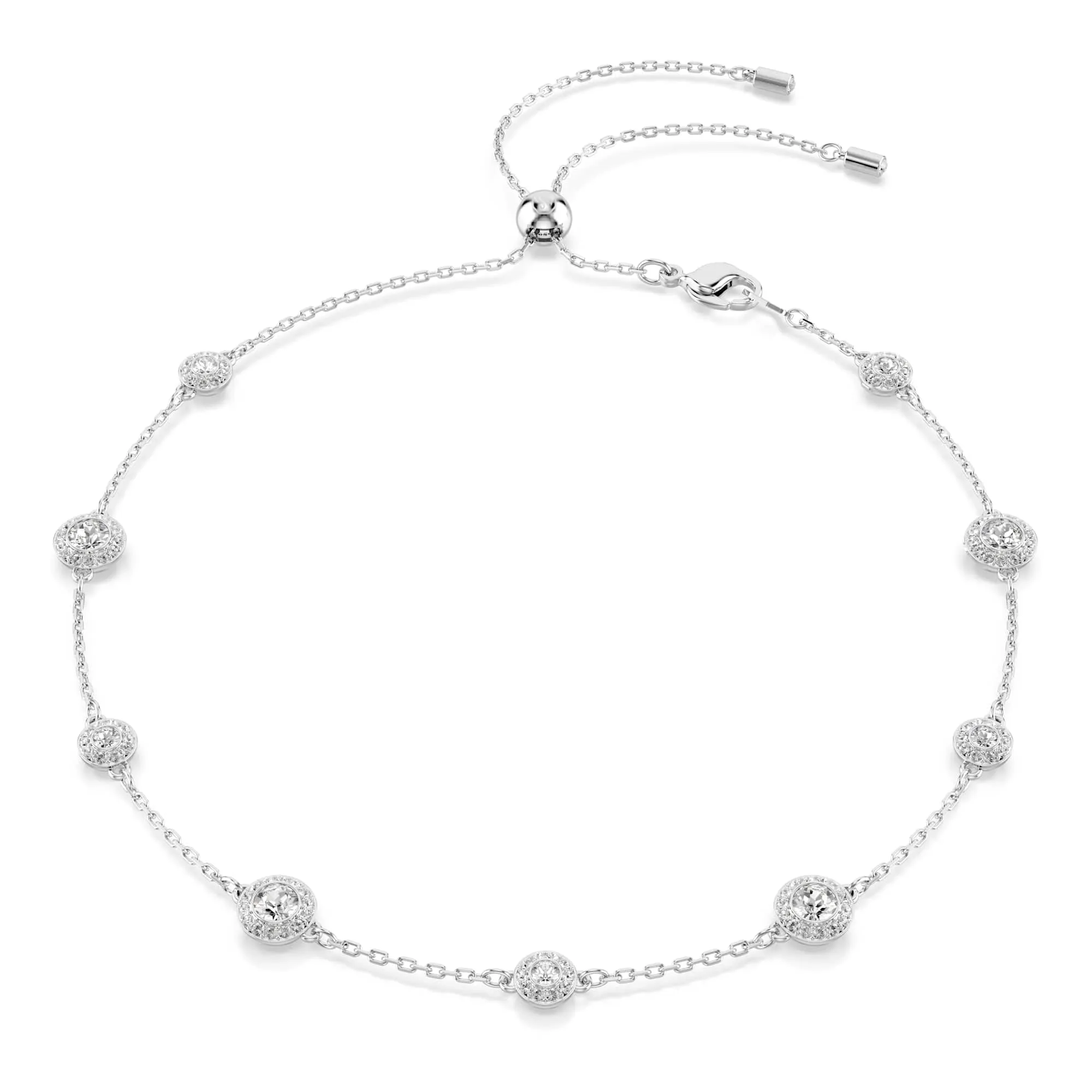 Swarovski Una Angelic Collana, Gioiello con Cristalli, Pietre Preziose a Taglio Round, Motivo Double Face, Chiusura a Scorrimento, Placcatura in Tonalità Rodio, 30-44 cm, 0,6 x 0,8 cm