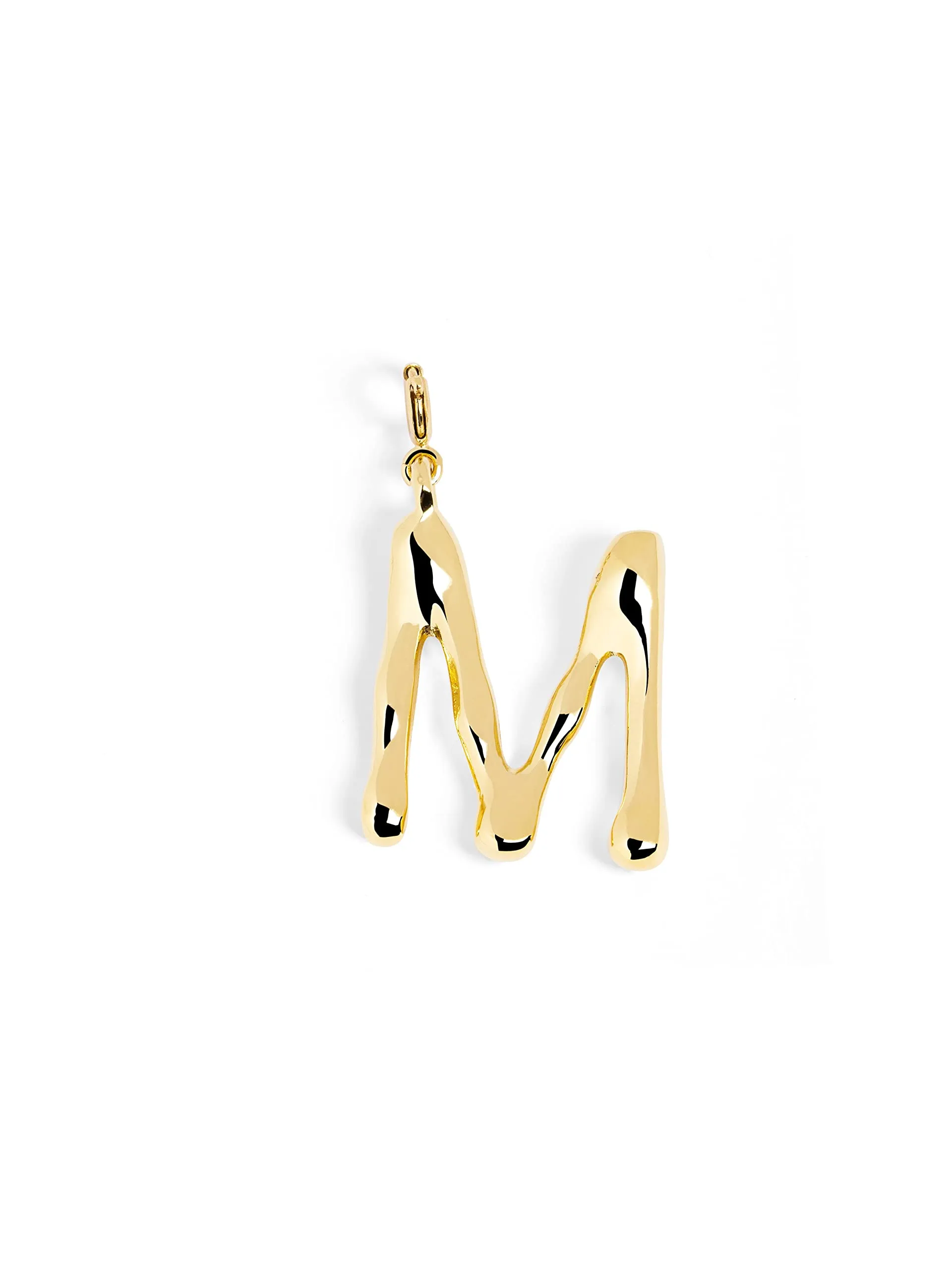 SINGULARU - Charm Letter XL. Pendente Iniziale in Ottone con Finitura Placcata Oro 18Kt. Combinabile con Collana. Gioielli da Donna. Lettera M
