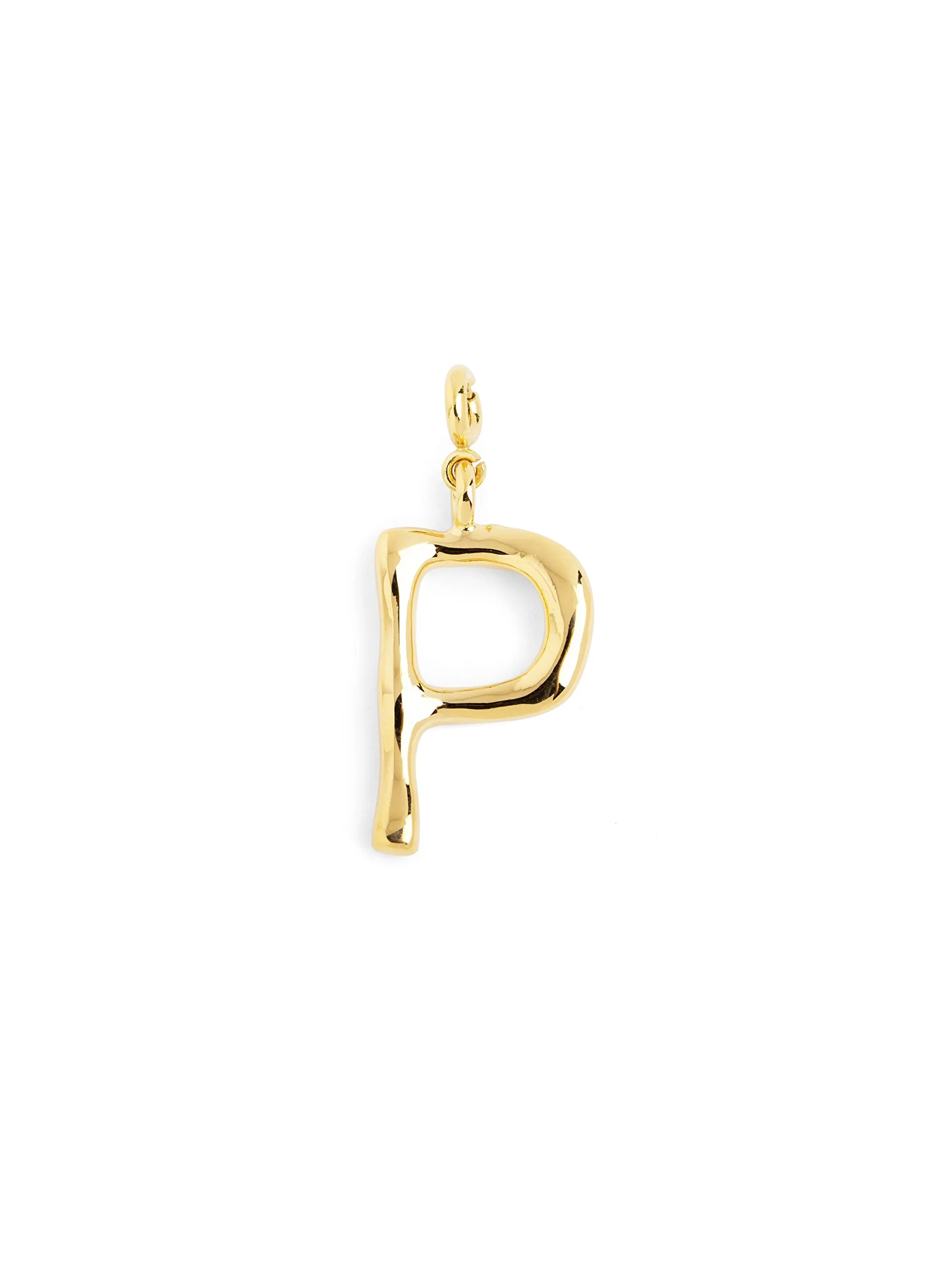SINGULARU - Charm Letter XL. Pendente Iniziale in Ottone con Finitura Placcata Oro 18Kt. Combinabile con Collana. Gioielli da Donna. Lettera P