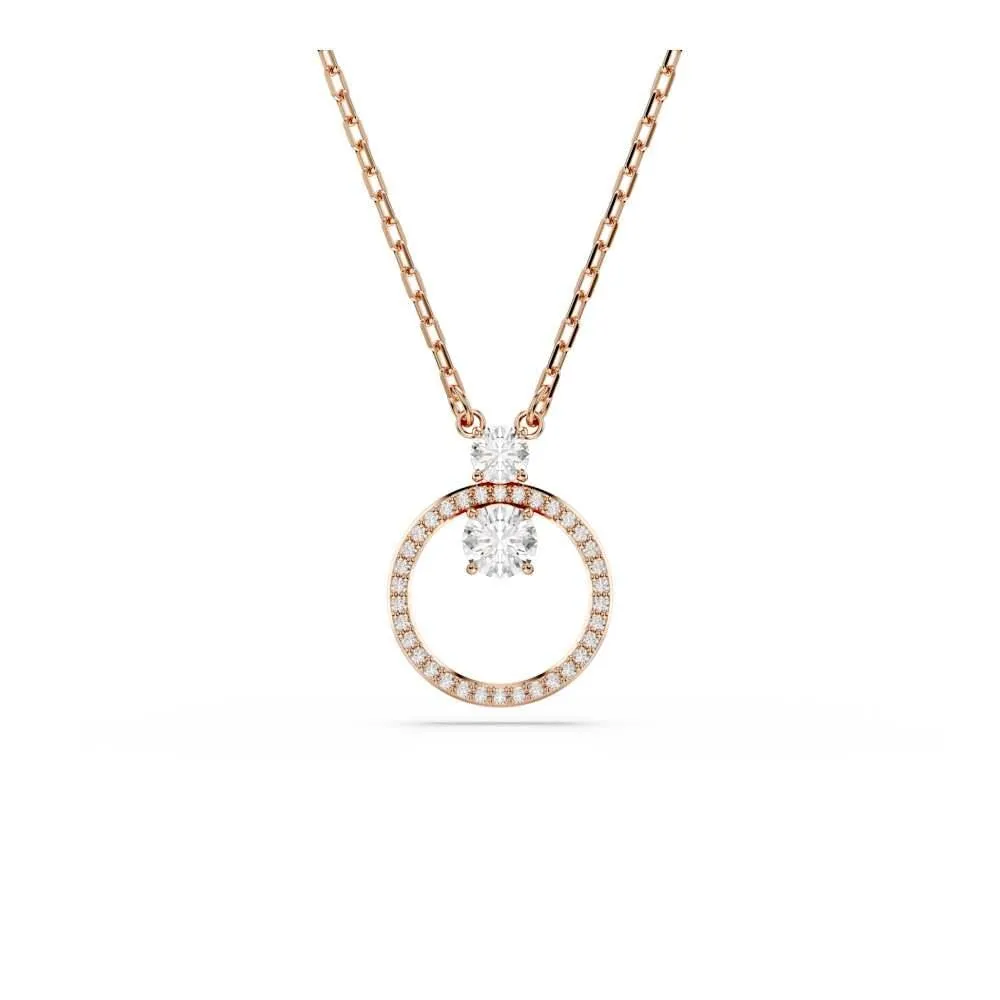Swarovski Pendente Constella, Pavé, Taglio Round, Bianco, Placcato color oro rosa