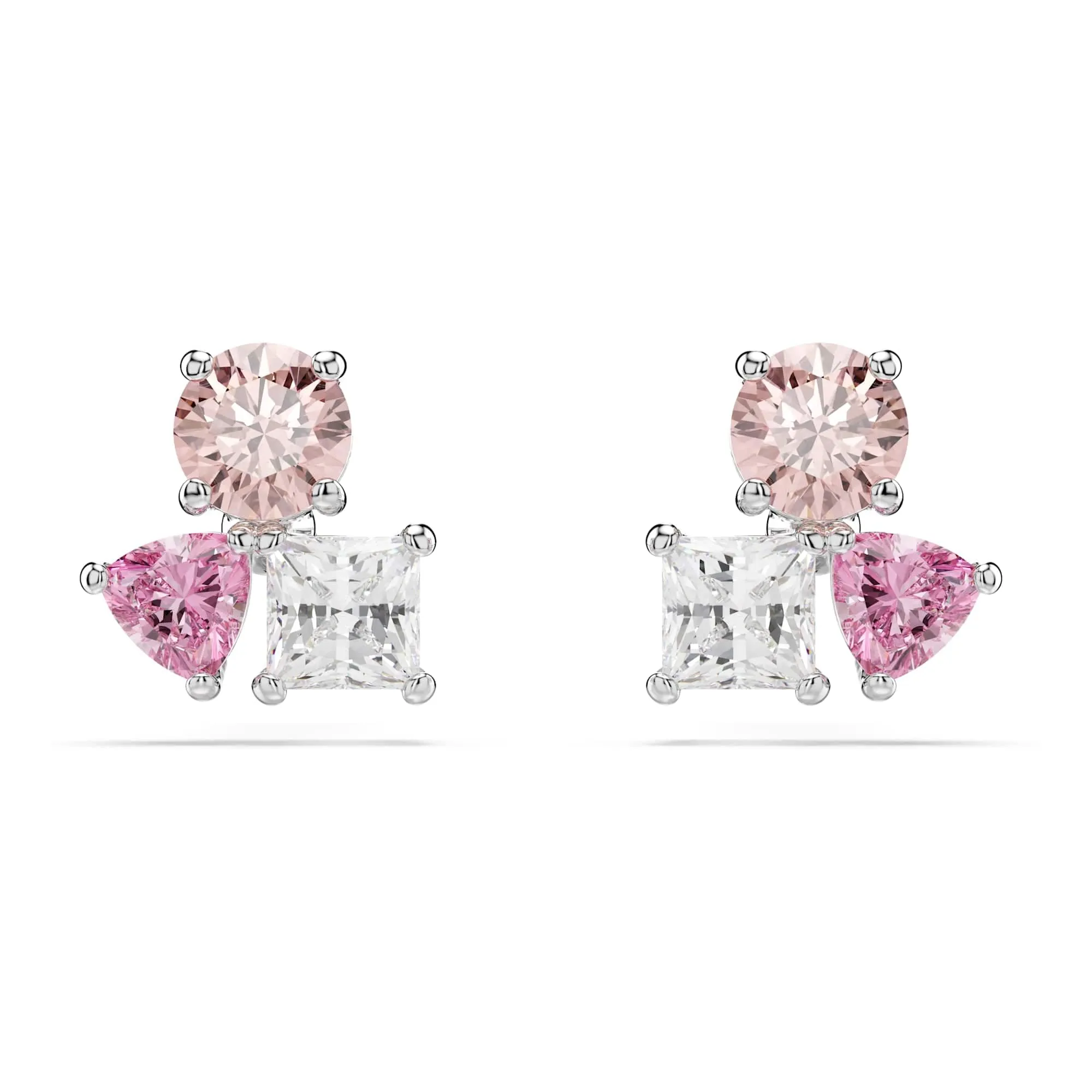 Swarovski Orecchini a lobo Mesmera, Taglio misto, Rosa, Placcato rodio