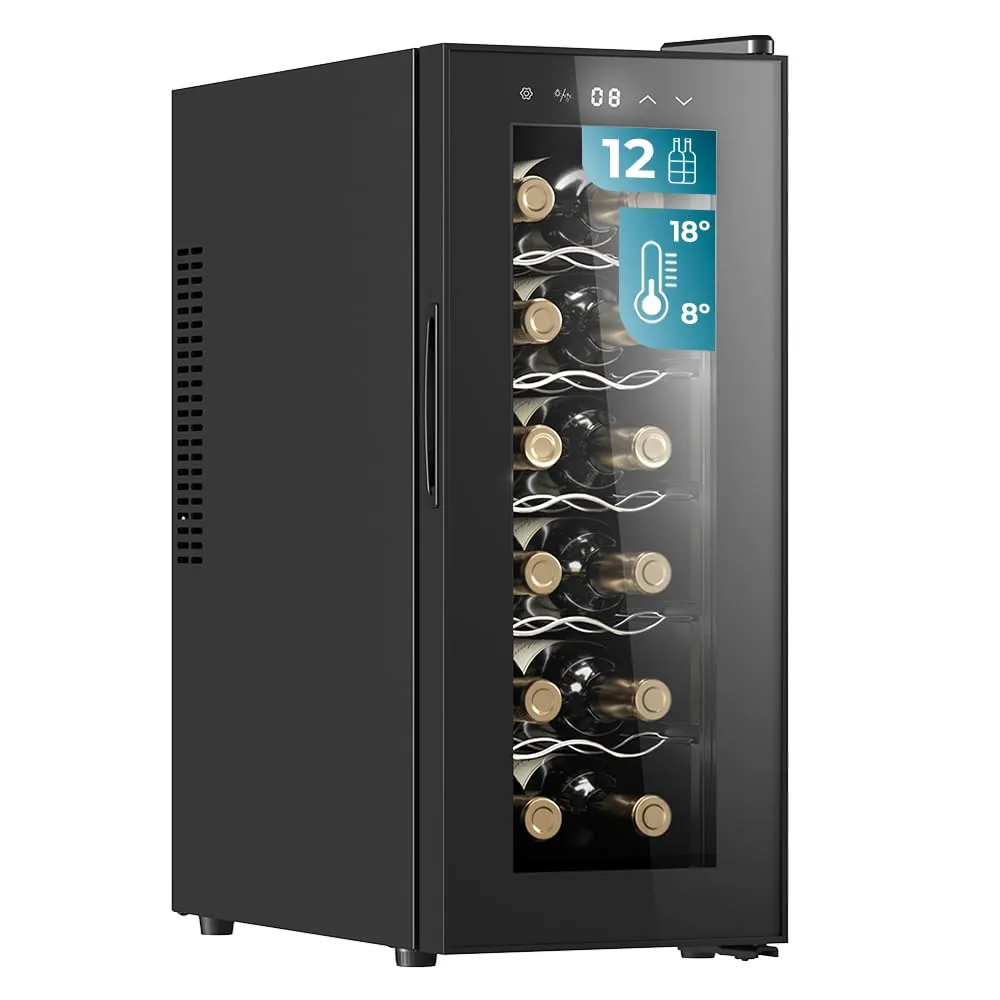 Cecotec Cantinetta Vino Bolero GrandSommelier 1250 CoolCrystal. 12 Bottiglie, Raffreddamento Termoelettrico, LED, ideale per conservare i tuoi vini alla temperatura perfetta.