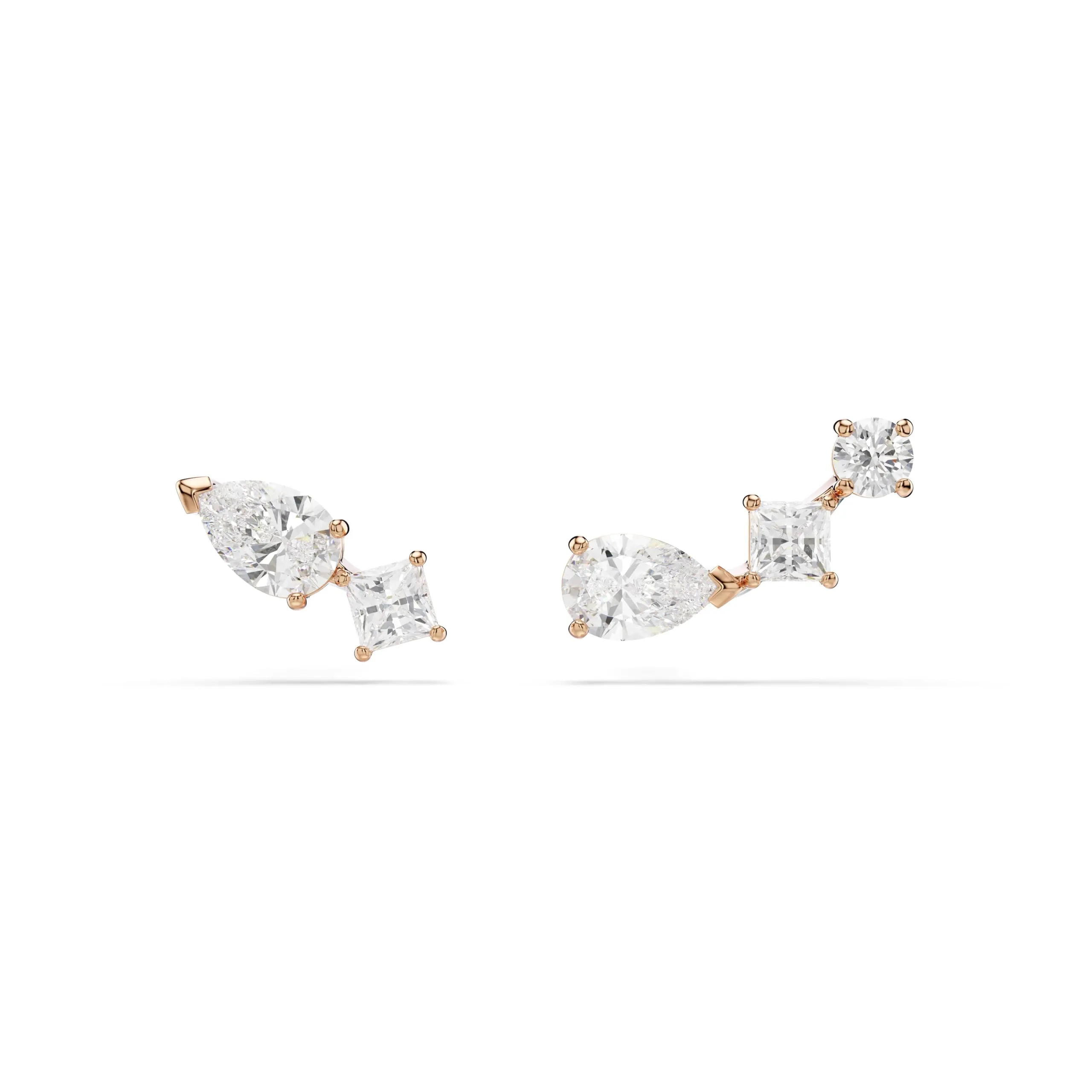 Swarovski Orecchini a lobo Mesmera, Design asimmetrico, Bianchi, Placcato color oro rosa