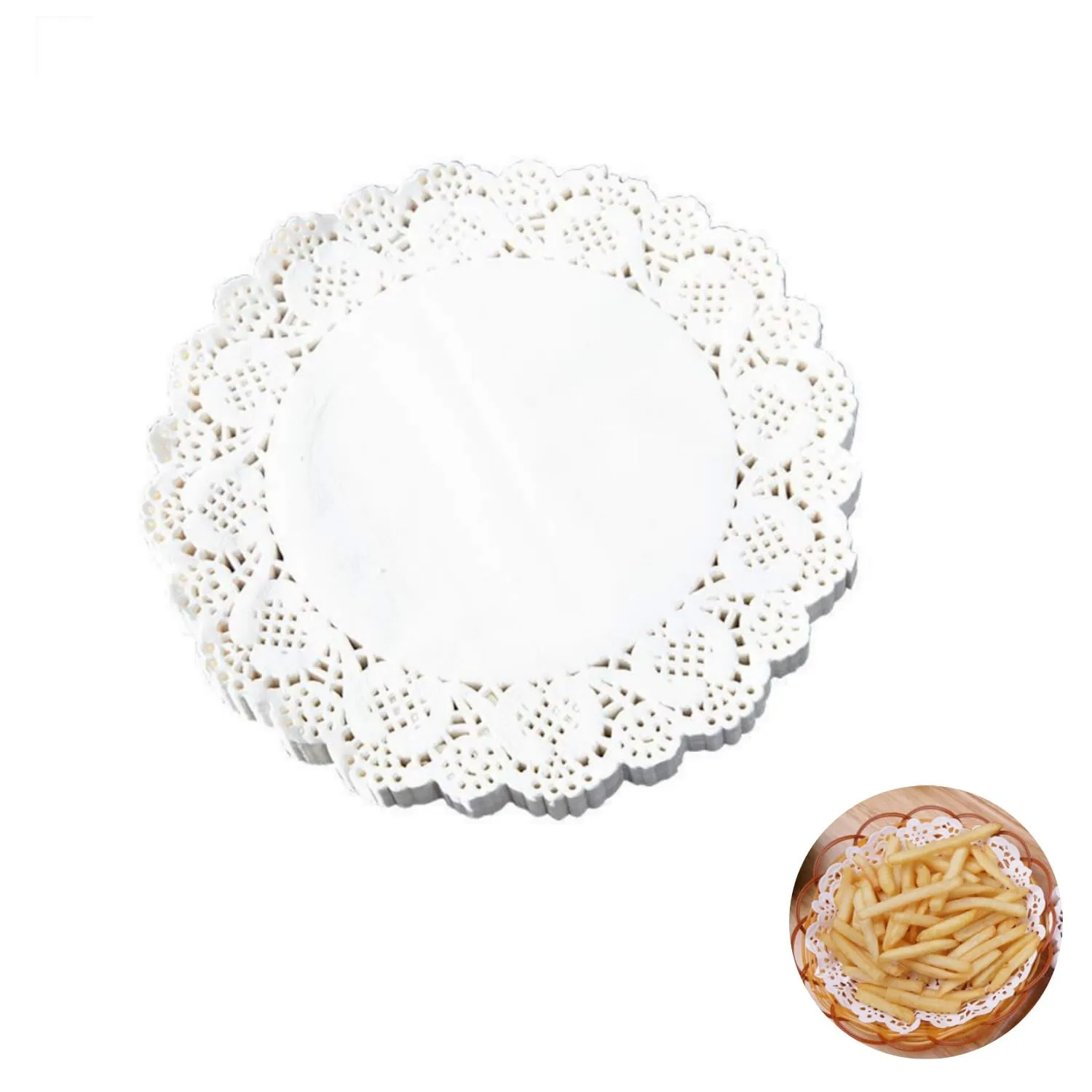 Angelkiss 200 tovagliette di carta in pizzo bianco, rotonde per matrimoni, compleanni e feste (16,5 cm)