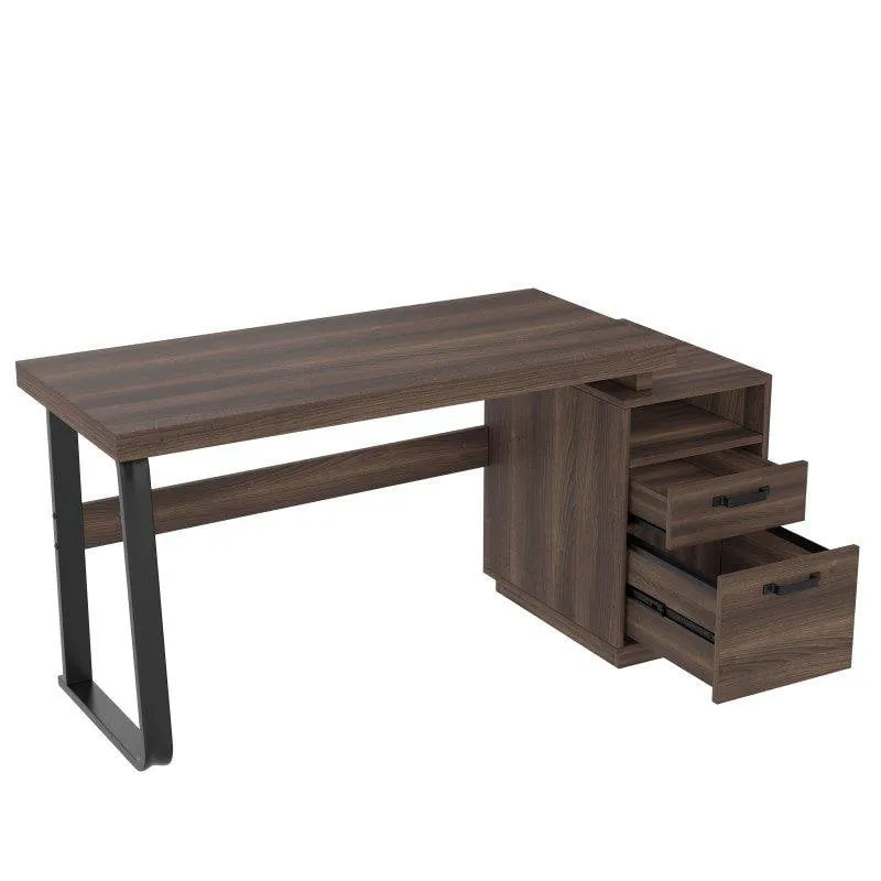 Scrivania Welltin NK000103AAD 135x54cm MDF e acciaio con cassetti