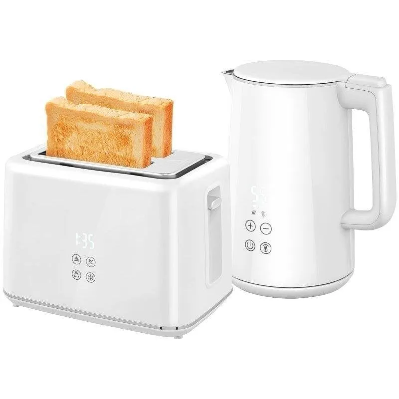 Set colazione Welltin Bollitore 2200 W Tostapane 2 fessure 7 livelli Bianco