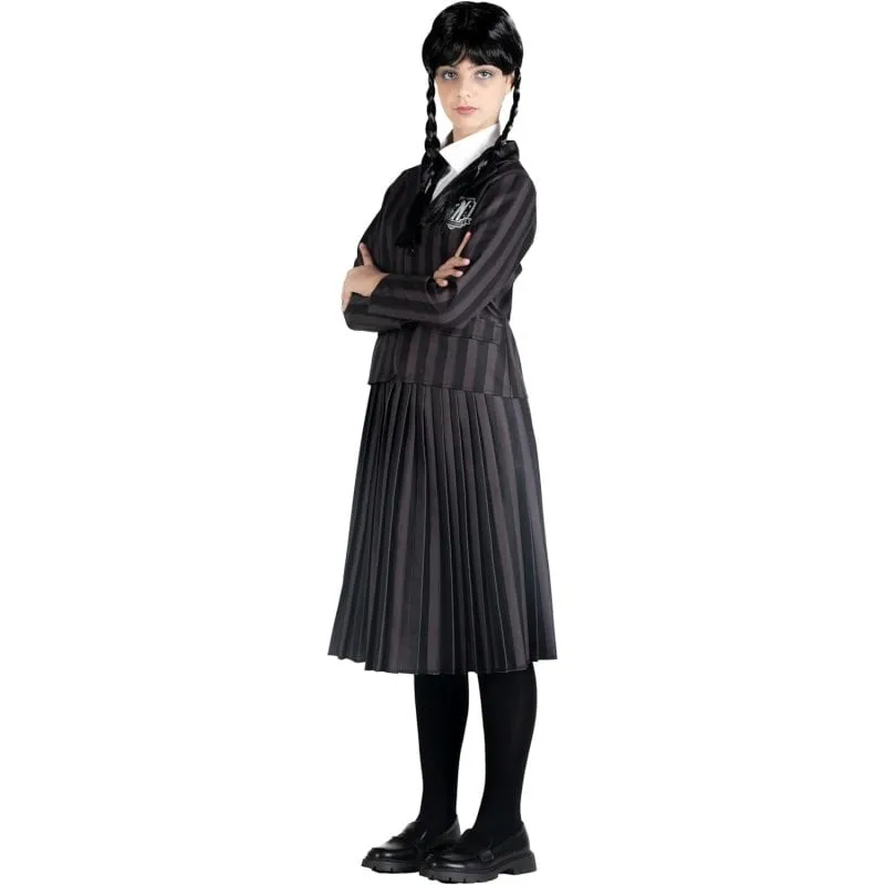 Costume Wednesday Addams Ciao Taglia M Uniforme Scolastico con Parrucca