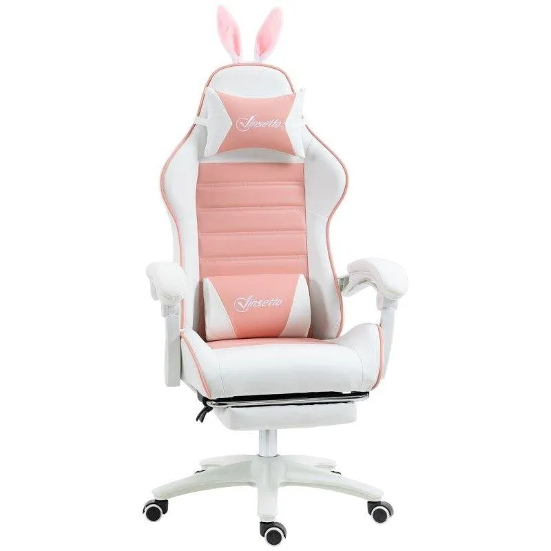 Sedia Gaming Welltin 921-621V00PK Rosa Bianco Reclinabile 135° con Poggiapiedi