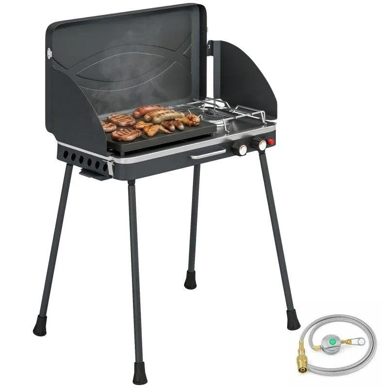 Barbecue a Gas Portatile Welltin 2 in 1 Propano 7 kW