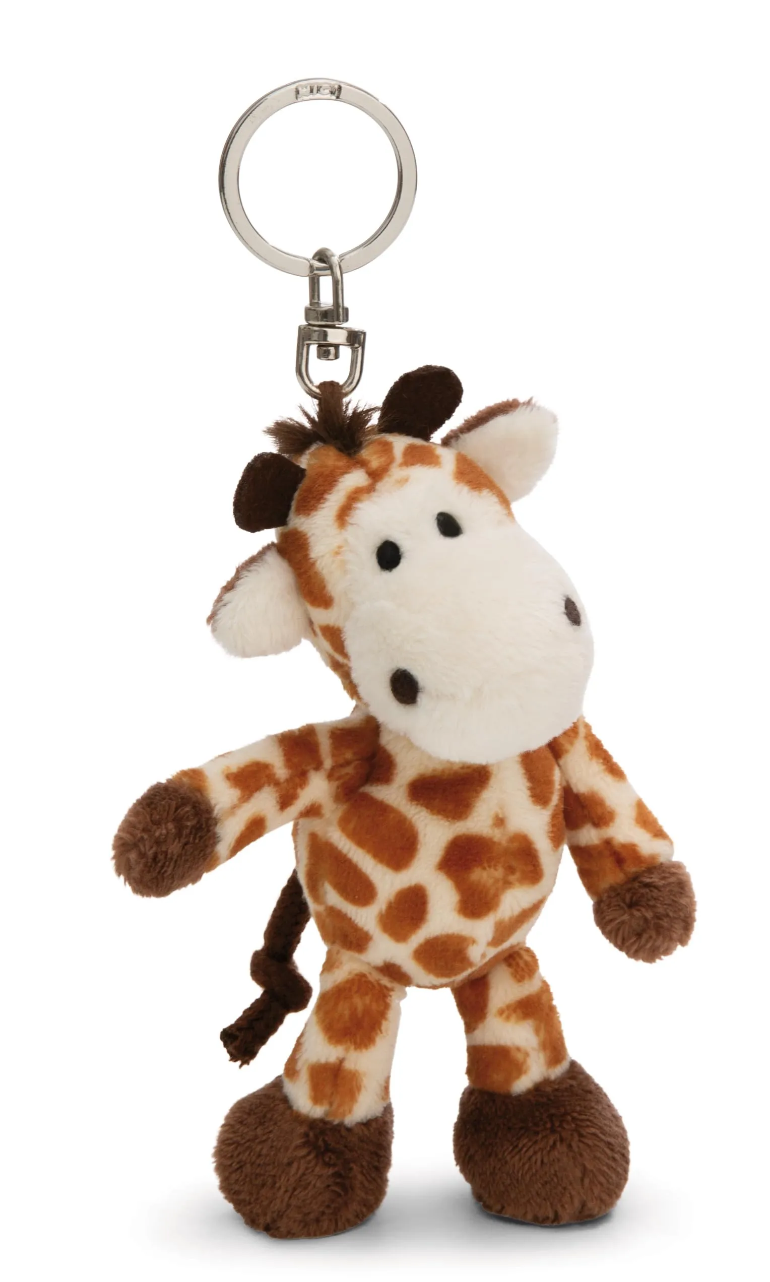 NICI 61852 Portachiavi a forma di giraffa, compagno fedele per lo zaino o la borsa di grandi e piccini, 10 cm, marrone