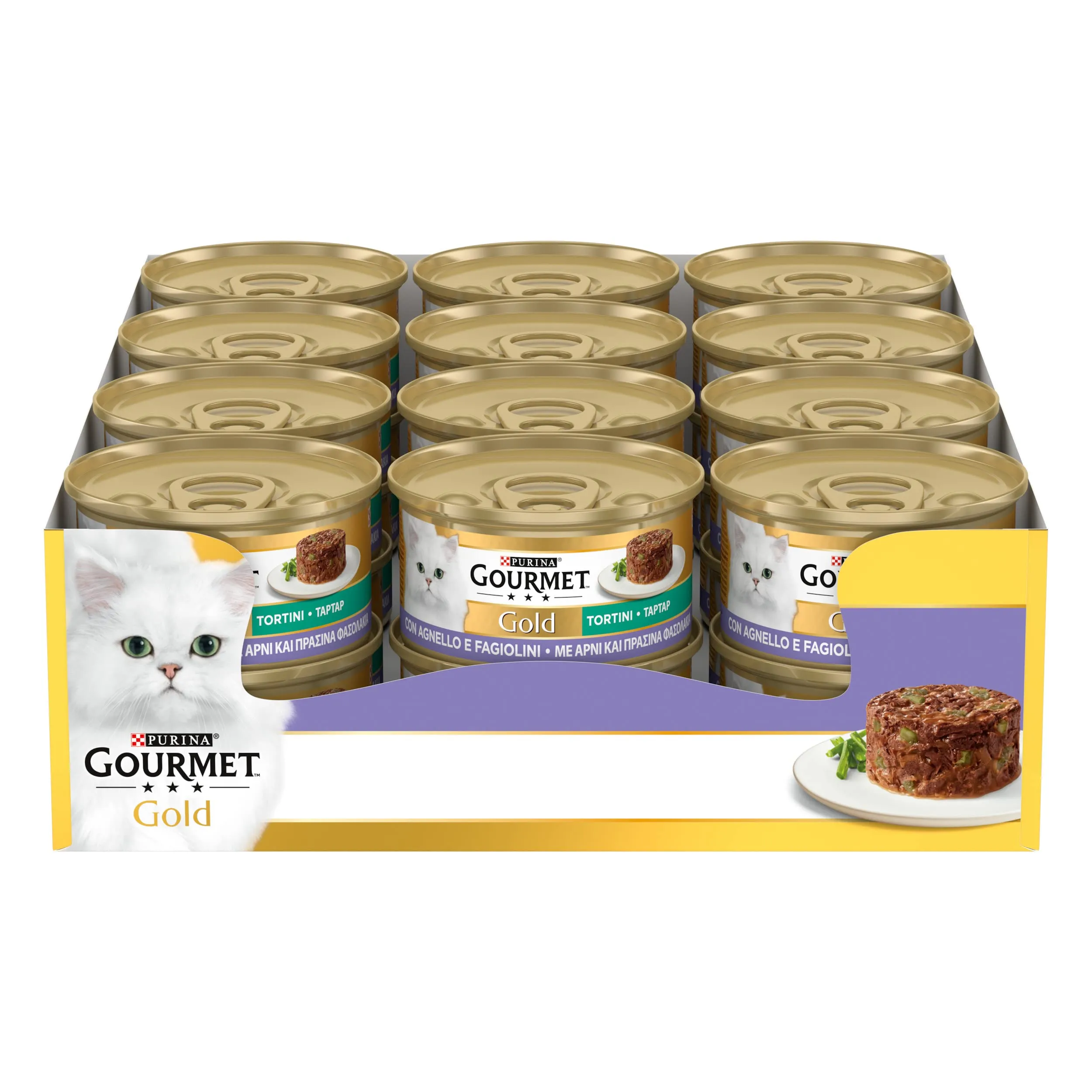 GOURMET Gold Cibo Umido per Gatti Adulti Tortino con Agnello e Fagiolini 24 Lattine da 85g