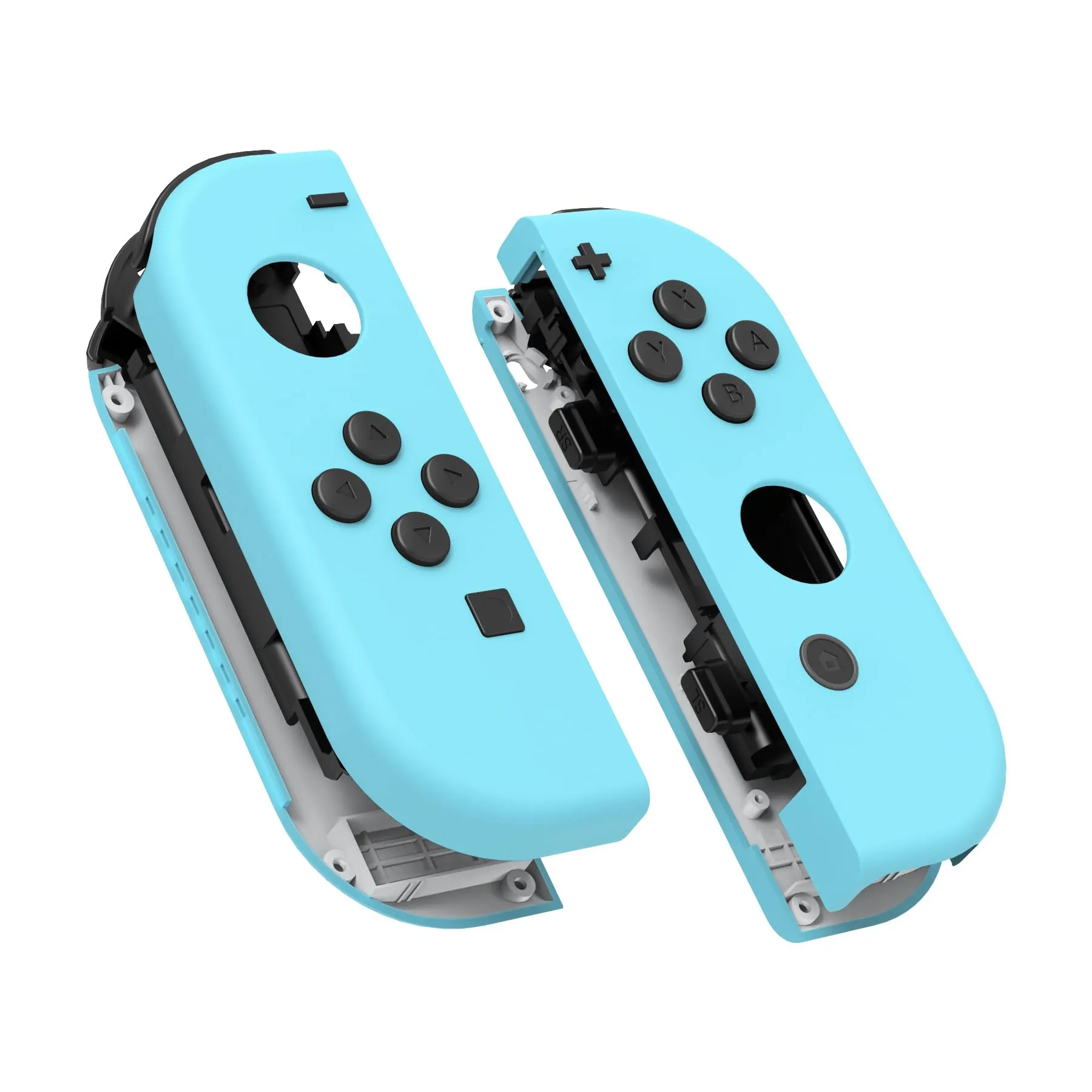 eXtremeRate Cover Joycon Scocca Tasti DIY Ricambio per Nintendo Switch/Switch OLED,Shell Grip Custodia Case Guscio Pulsanti per Joystick Controller,Senza Joycon-Celeste