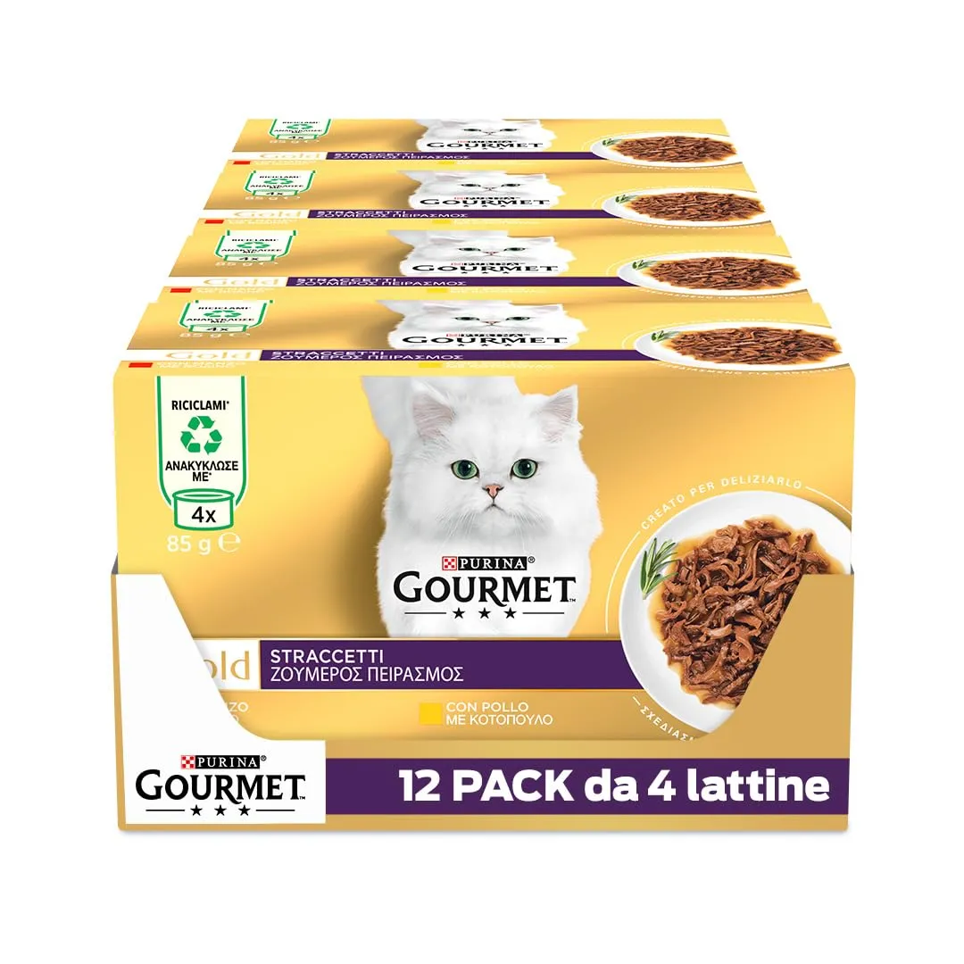 GOURMET Gold Cibo Umido per Gatti Adulti Straccetti con Manzo e Pollo 48 Buste da 85g
