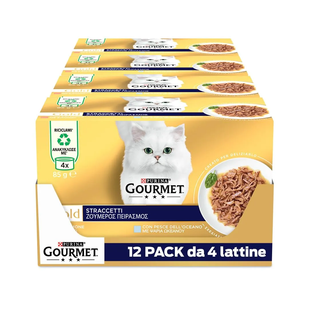 GOURMET Gold Cibo Umido per Gatti Adulti Straccetti, 48 Lattine da 85 g