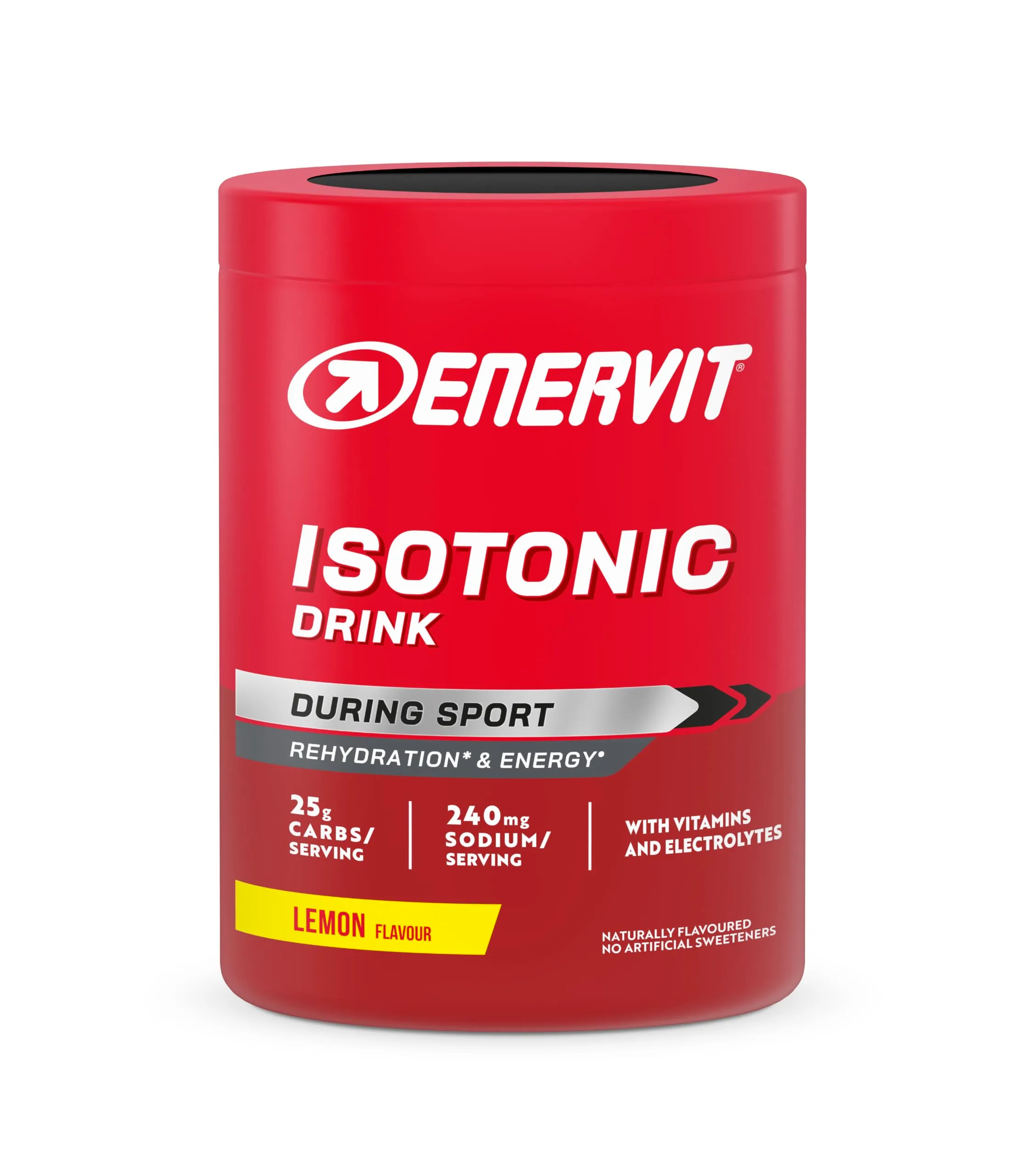 Enervit, Isotonic Drink Limone, Bevanda Reidratante, Per Reidratarsi Durante Sforzi Prolungati, Riduce la Stanchezza, 25g di Carboidrati a Porzione, Gusto Limone, Barattolo da 420g