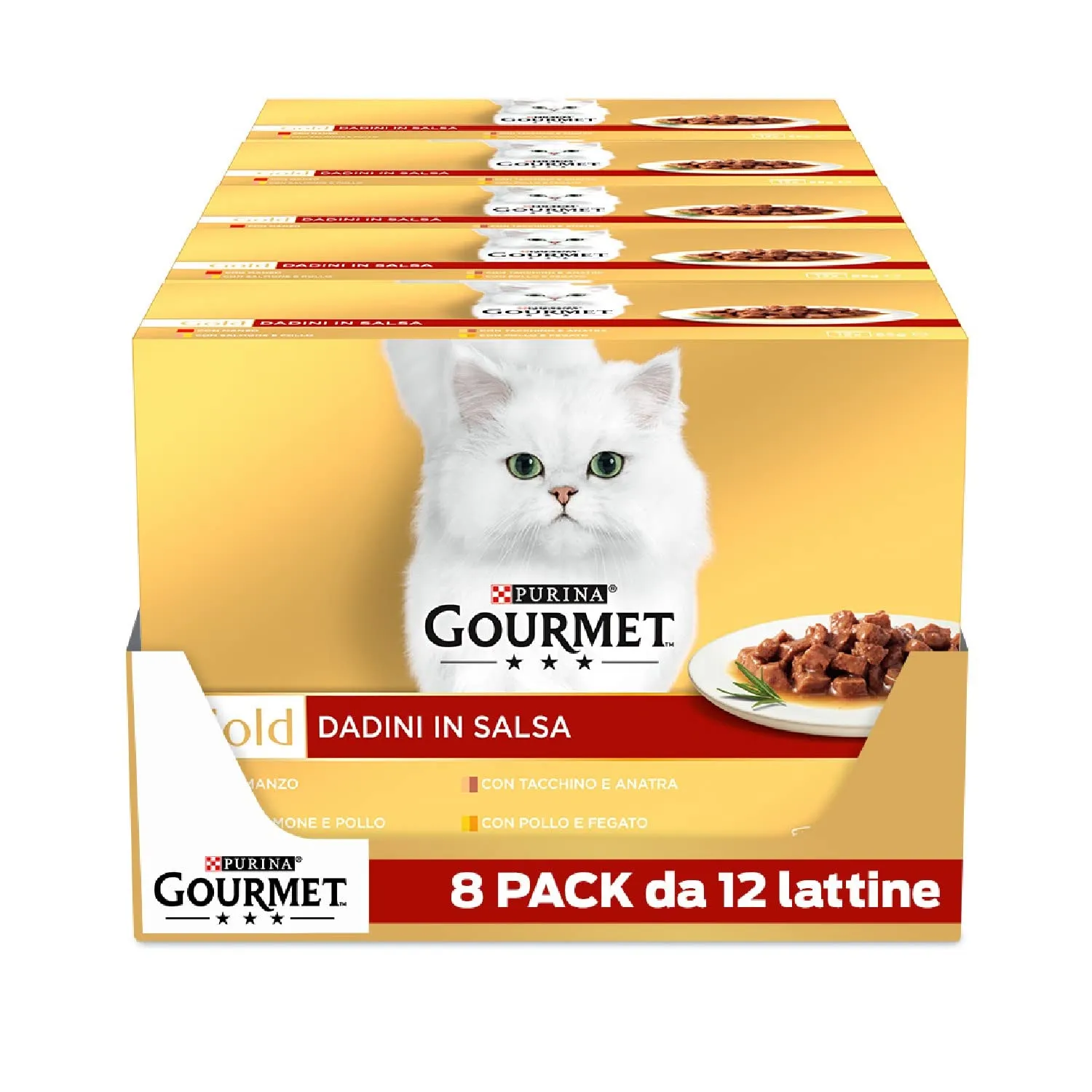GOURMET Gold Cibo Umido per Gatti Adulti Dadini in Salsa, 96 Lattine da 85g