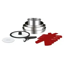 Batteria pentole Inox 18/10 antiaderente ( 7 pz) INGENIO INOX Cromo e Nero 012131600110