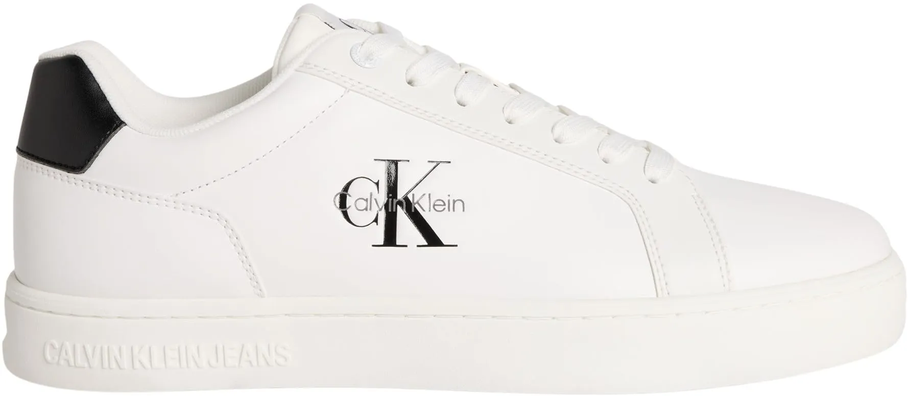 Calvin Klein Uomo Sneakers con Suola Preformata Classic Mono in Pelle, Bianco (Bright White/Black), 41