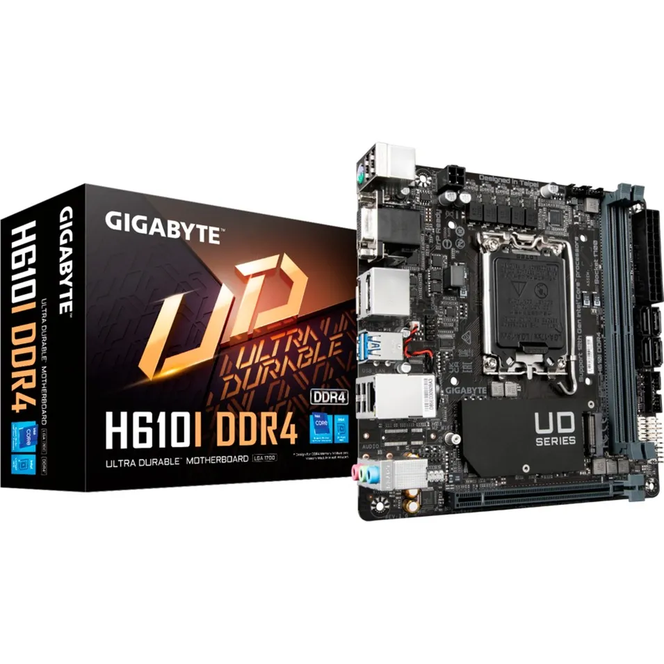 H610I DDR4 Scheda madre - Supporta processori Intel Core 14th CPUs, 4+1+1 Hybrid Digital VRM, up to 3200MHz DDR4, 1xPCIe 3.0 M.2, GbE LAN, USB 3.2 Gen 1