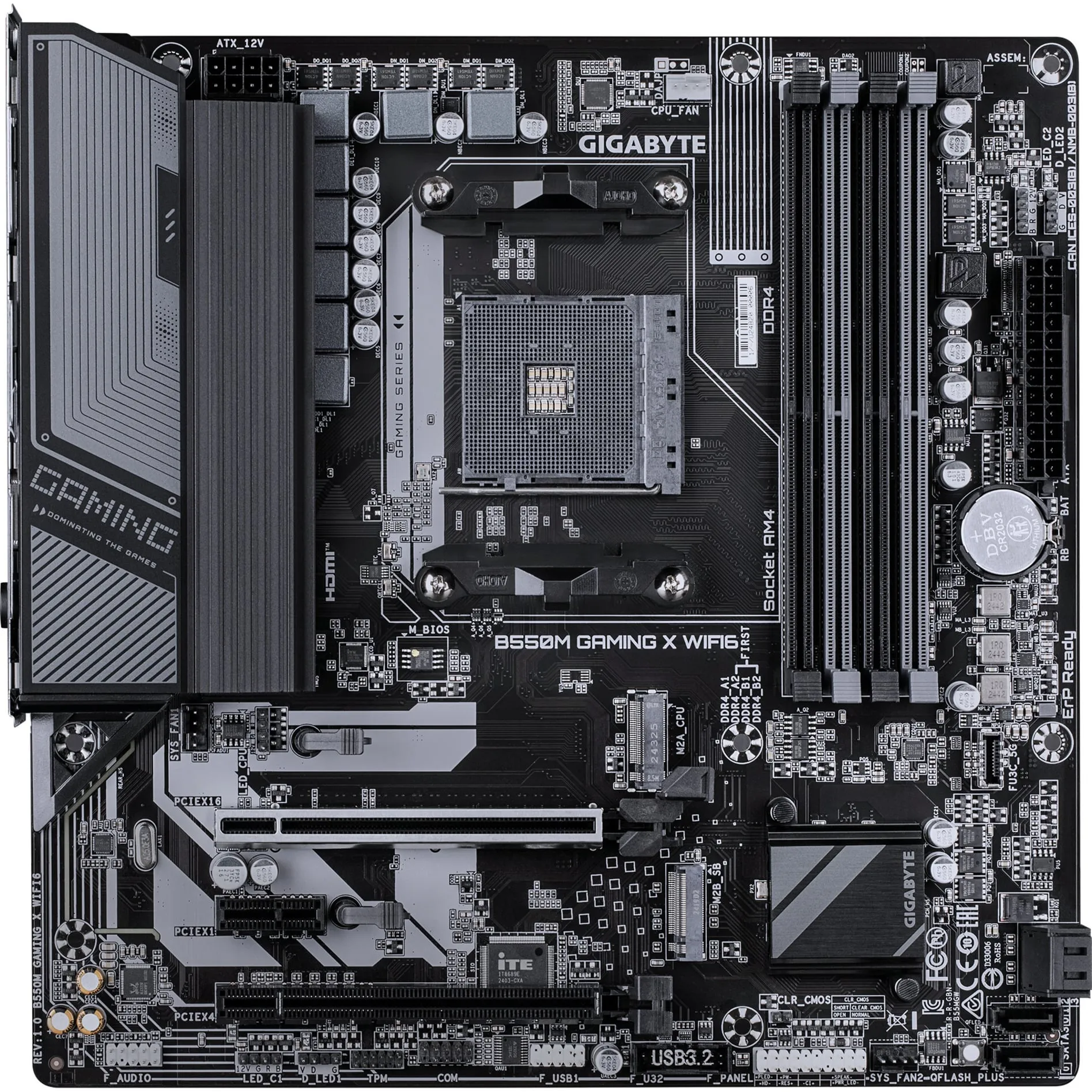 B550M GAMING X WIFI6 Scheda madre - CPU AMD Ryzen 5000, VRM a 5+3 fasi, fino a 3200 MHz DDR4, 1x M.2 PCIe 4.0 + 1x M.2 PCIe 3.0, Wi-Fi 6, LAN 1 GbE, USB 3.2 Gen 1