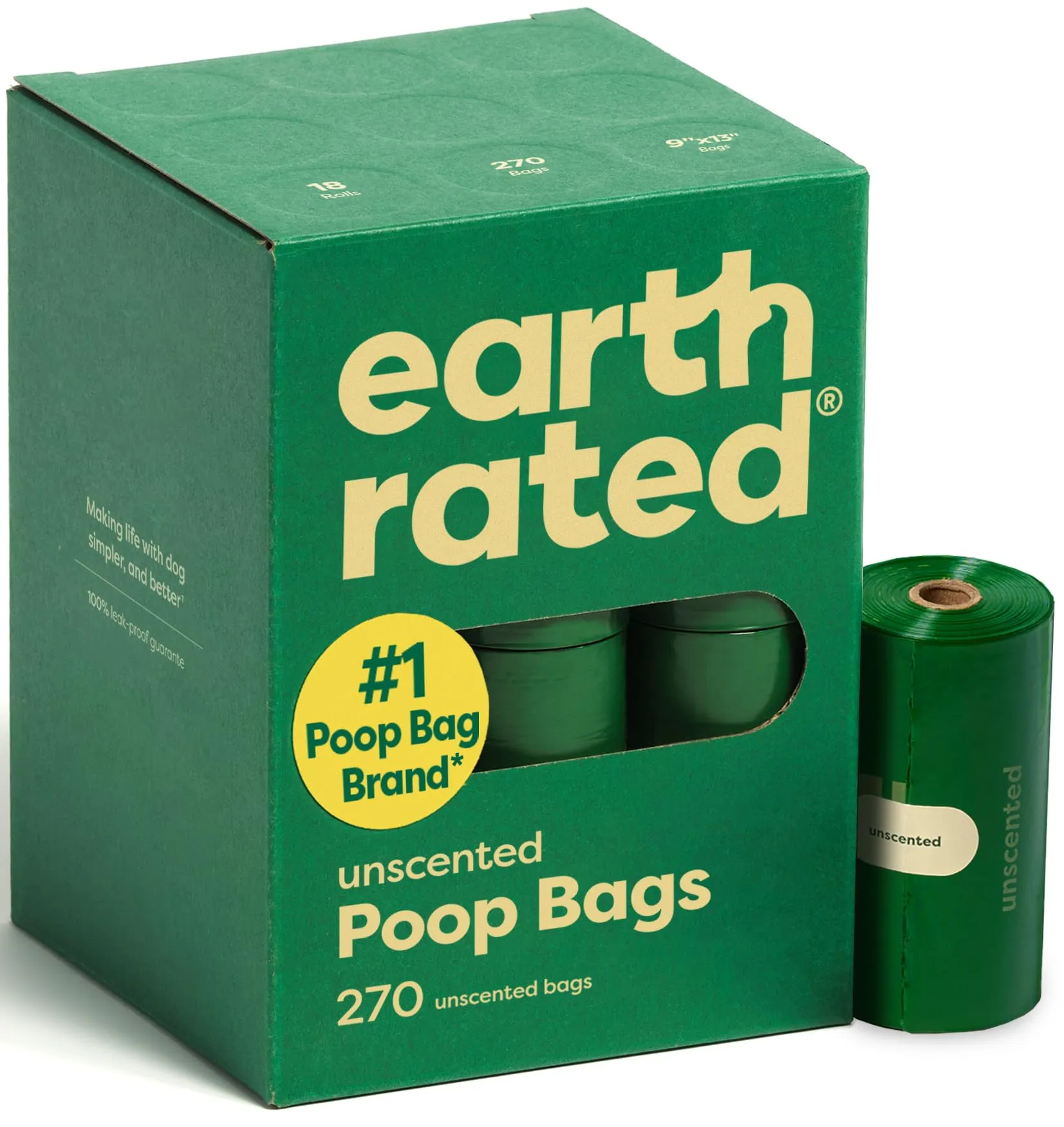 Earth Rated Sacchetti igienici per cani, a prova di perdite e extra resistenti, rotoli di ricarica, senza profumo, 270 pezzi