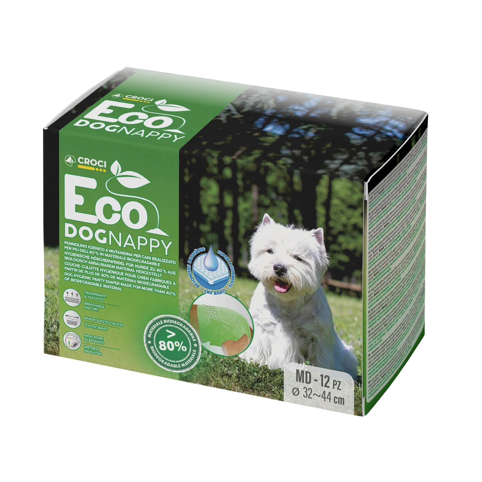 Croci Dog Nappy Eco - Mutanda Assorbente per cani femmine, taglia M, 12 pz