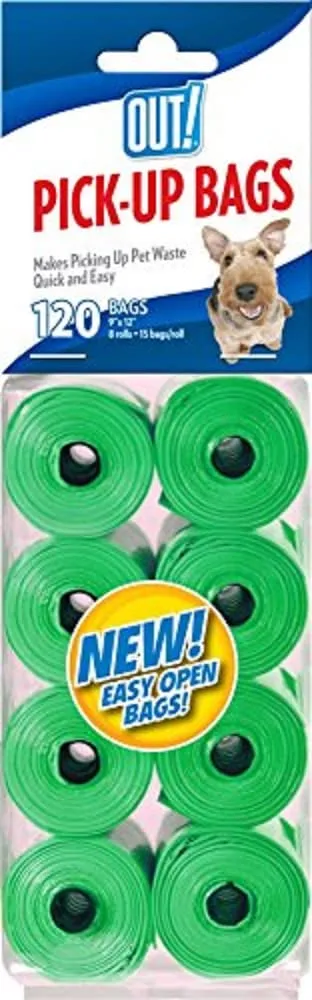 OUT! Sacchetti di cacca per cani, Forti sacchetti per rifiuti per cani a prova di perdite - Verde 120 Borse