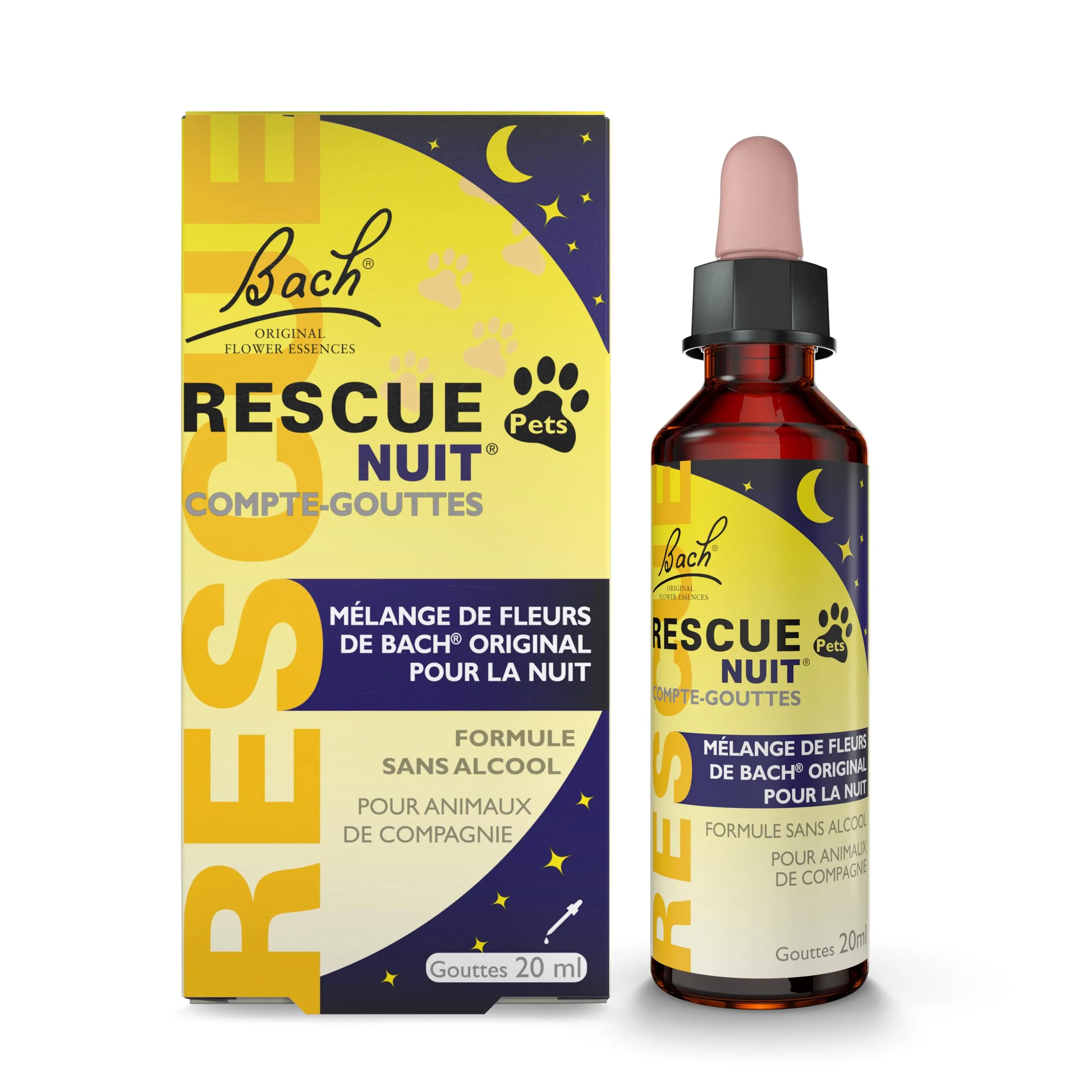 RESCUE NOIT PETS - Contagocce - Serenità per animali, ideale da viaggio, toelettatura, rumore, vegano e senza alcool, 20 ml