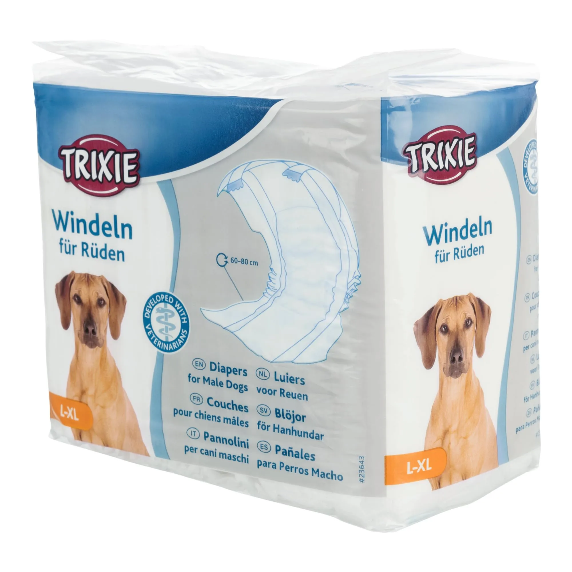 TRIXIE Pannolini per cani maschi – L–XL: 60–80 cm, 12 pz – Incontinenza