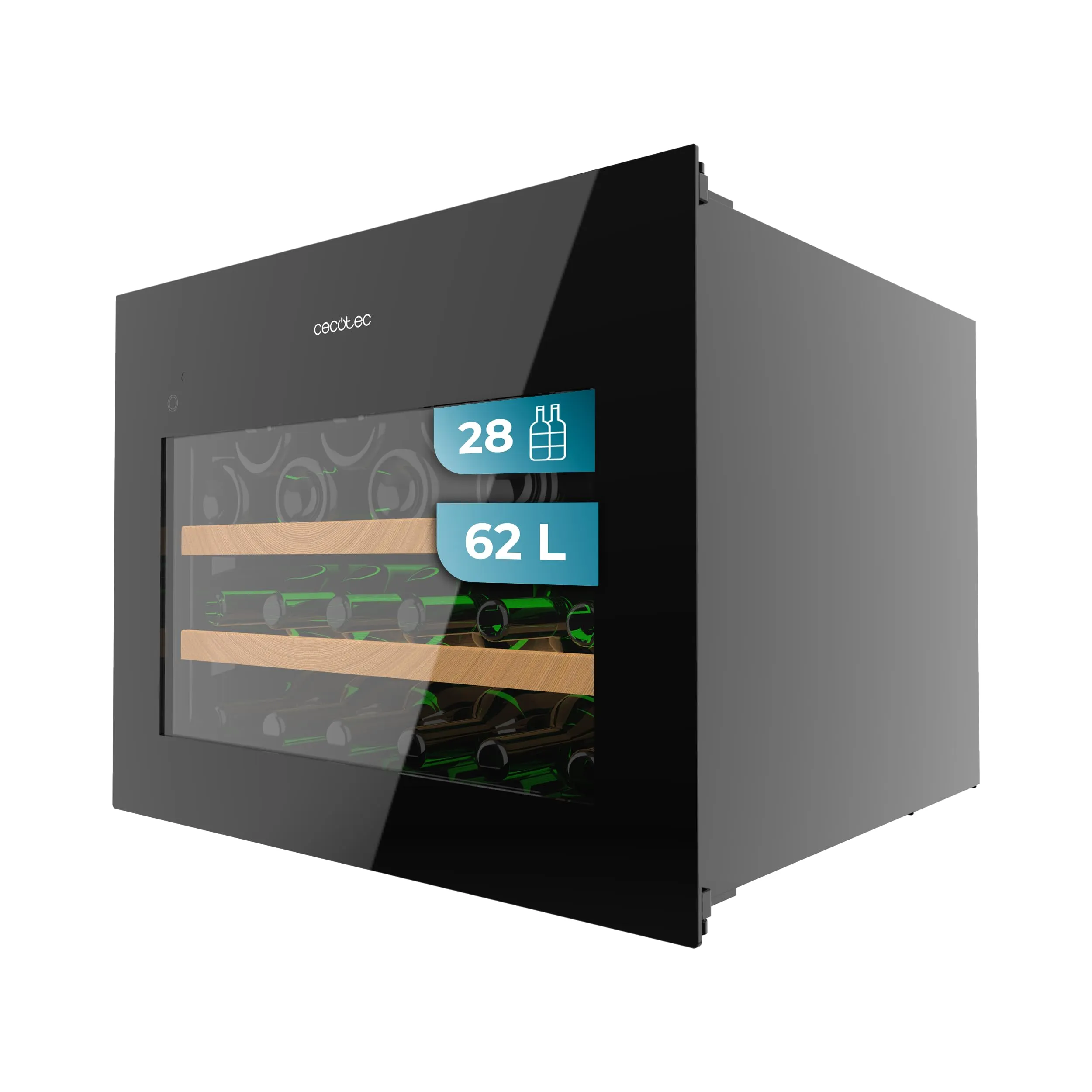 Cecotec Cantinetta Integrabile 28 Bottiglie Bolero Grandsommelier Bi 28000 Touch Black Compressor. Finitura Con Vetro Nero E Funzionamento Silenzioso