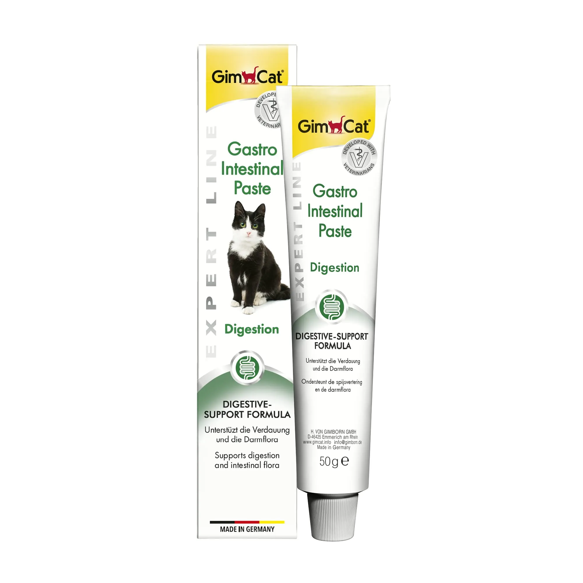 GimCat EXPERT LINE Gastro Intestinal Pasta, Snack per gatti funzionale che favorisce la digestione e l’equilibrio della flora intestinale, 1 tubetto, 1 x 50 g