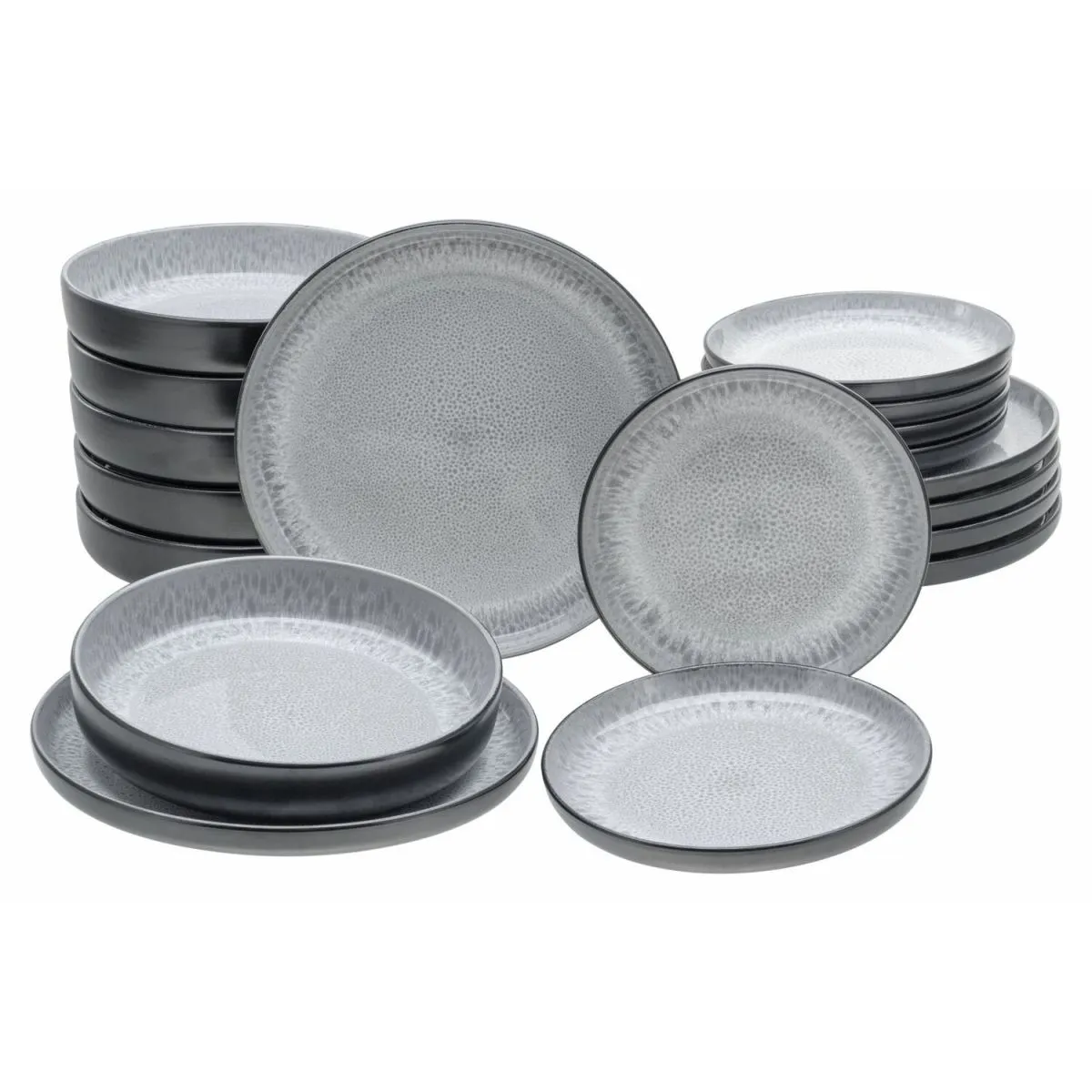 creaTable Nordic Fjord - Set di piatti da 18 pezzi; grigio