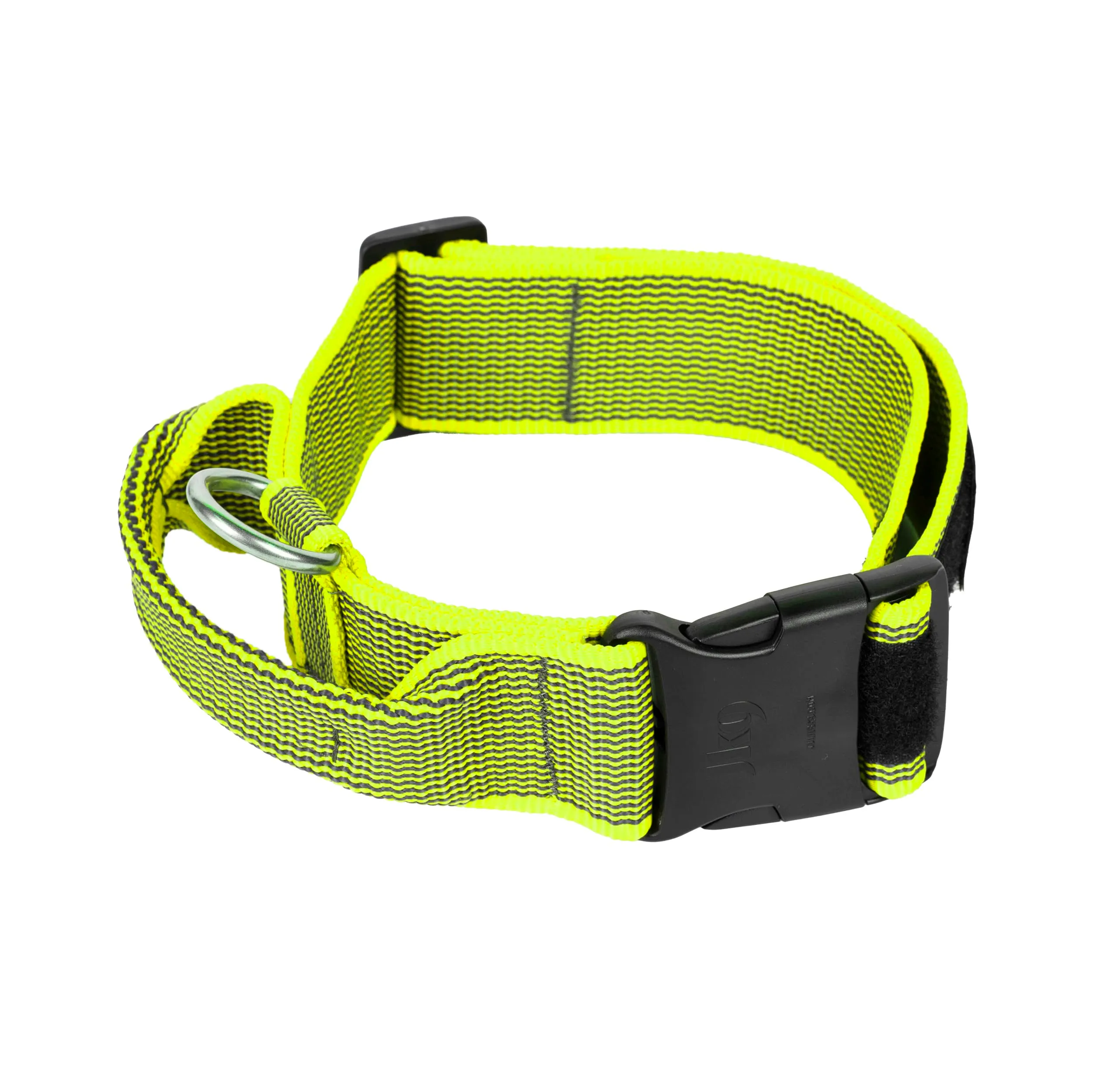 Julius-K9 Collare Color & Gray con Manico richiudibile, Chiusura di Sicurezza ed Adesivi intercambiabili, 50 mm (49-70 cm), Neon-Grigio