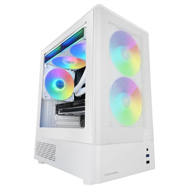 Mars Gaming Mc-onyx Gaming Case Microatx Metal Mesh 3x Ventole ARGB Doppia Camera Bianco