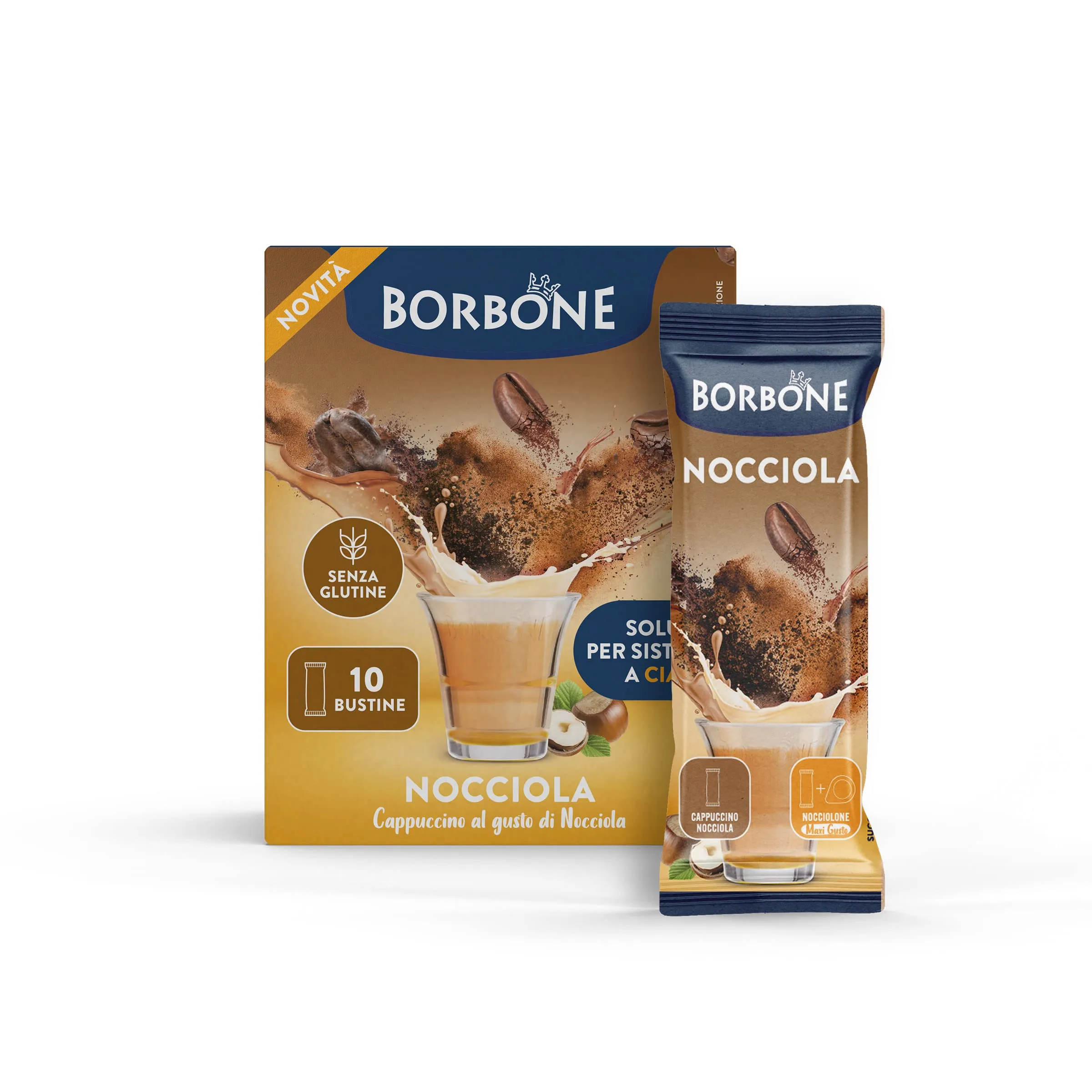 Caffè Borbone Nocciola Stick - 80 stick (8 astucci da 10) - Ideali per Sistemi a Cialde