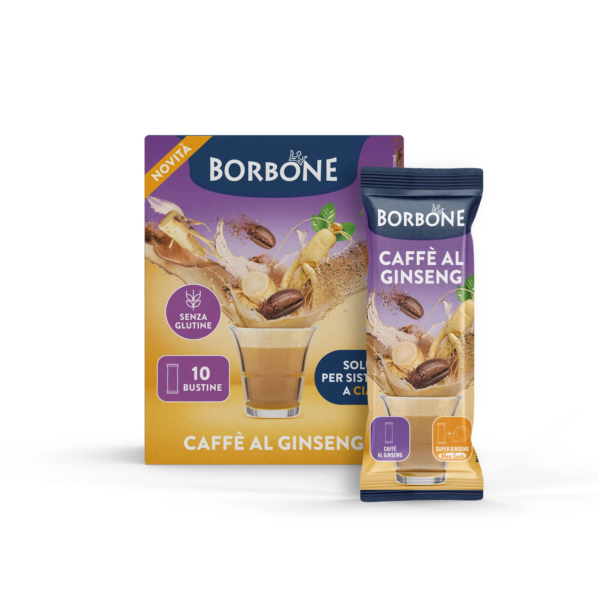 Caffè Borbone Caffè al Ginseng Stick - 80 stick (8 astucci da 10) - Ideali per sistemi a Cialde
