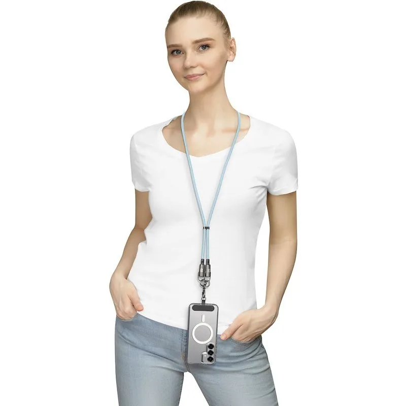 Cellularline Cavo USB-C 1,2 m Lace con collana porta Smartphone Blu