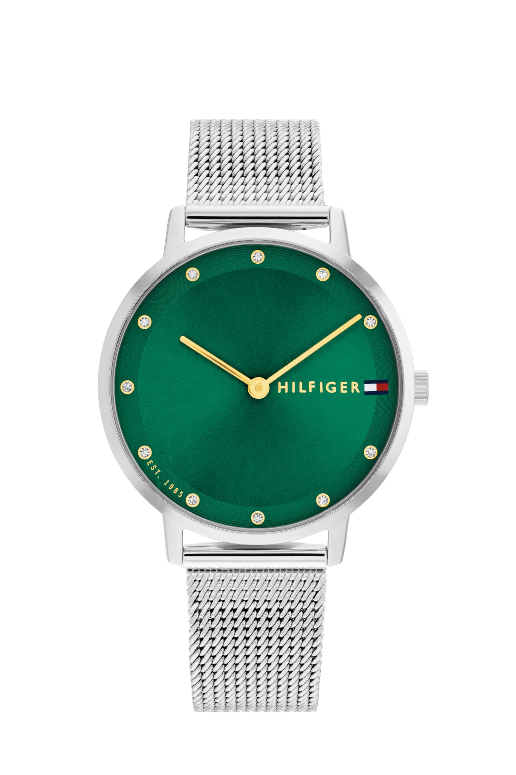 Tommy Hilfiger Orologio Con Movimento Al Quarzo A Due Lancette da Donna con Cinturino in Maglia Metallica in Acciaio Inossidabile Argentato - 1782762
