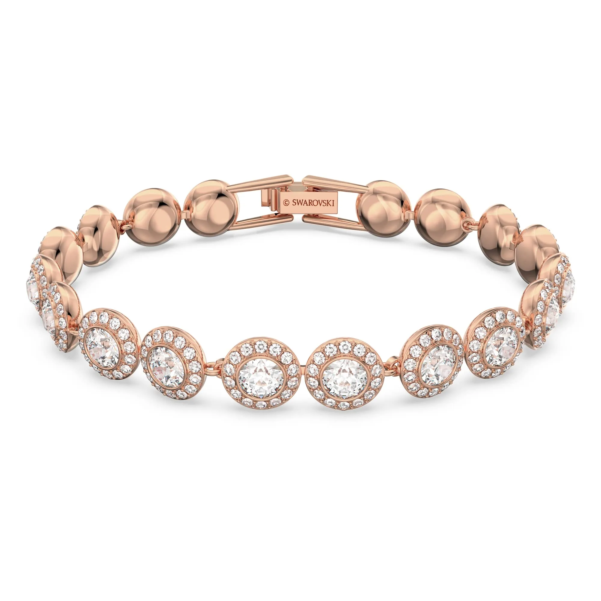 Swarovski Bracciale Tennis Angelic, Taglio tondo, Pavé, Medio, Bianco, Placcato color oro rosa