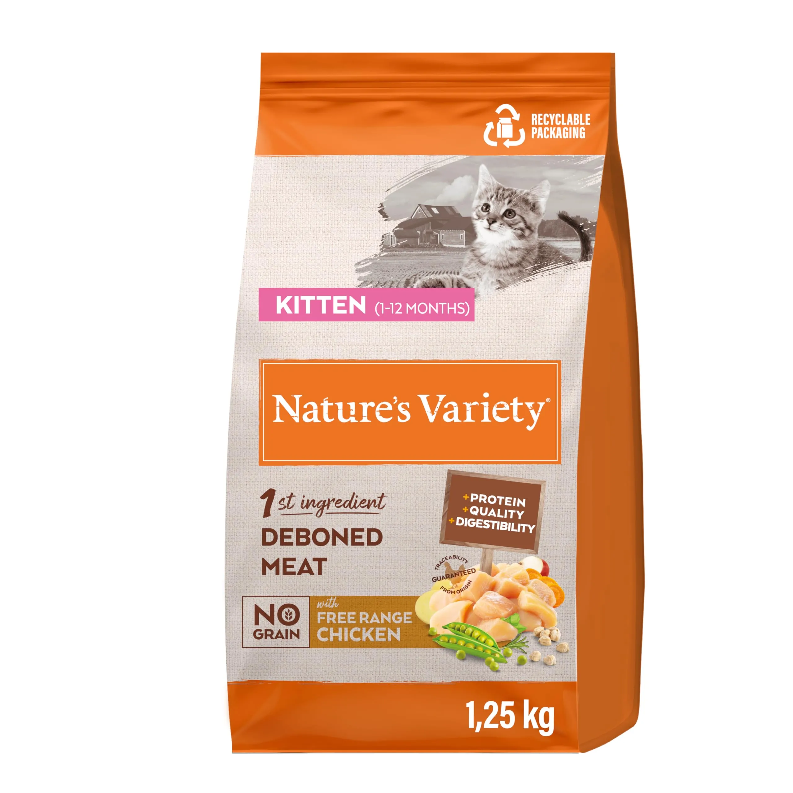 Nature's Variety Selected, Cibo per Gattini con Pollo Allevato a Terra Disossato 1.25 Kg