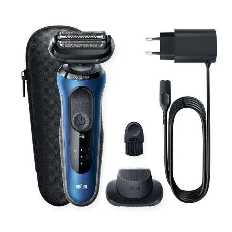 Rasoio Elettrico Viso Braun Series 6 61-B1200s Senza Filo 50min Funzionamento a Umido 3 Lame Ricarica Rapida
